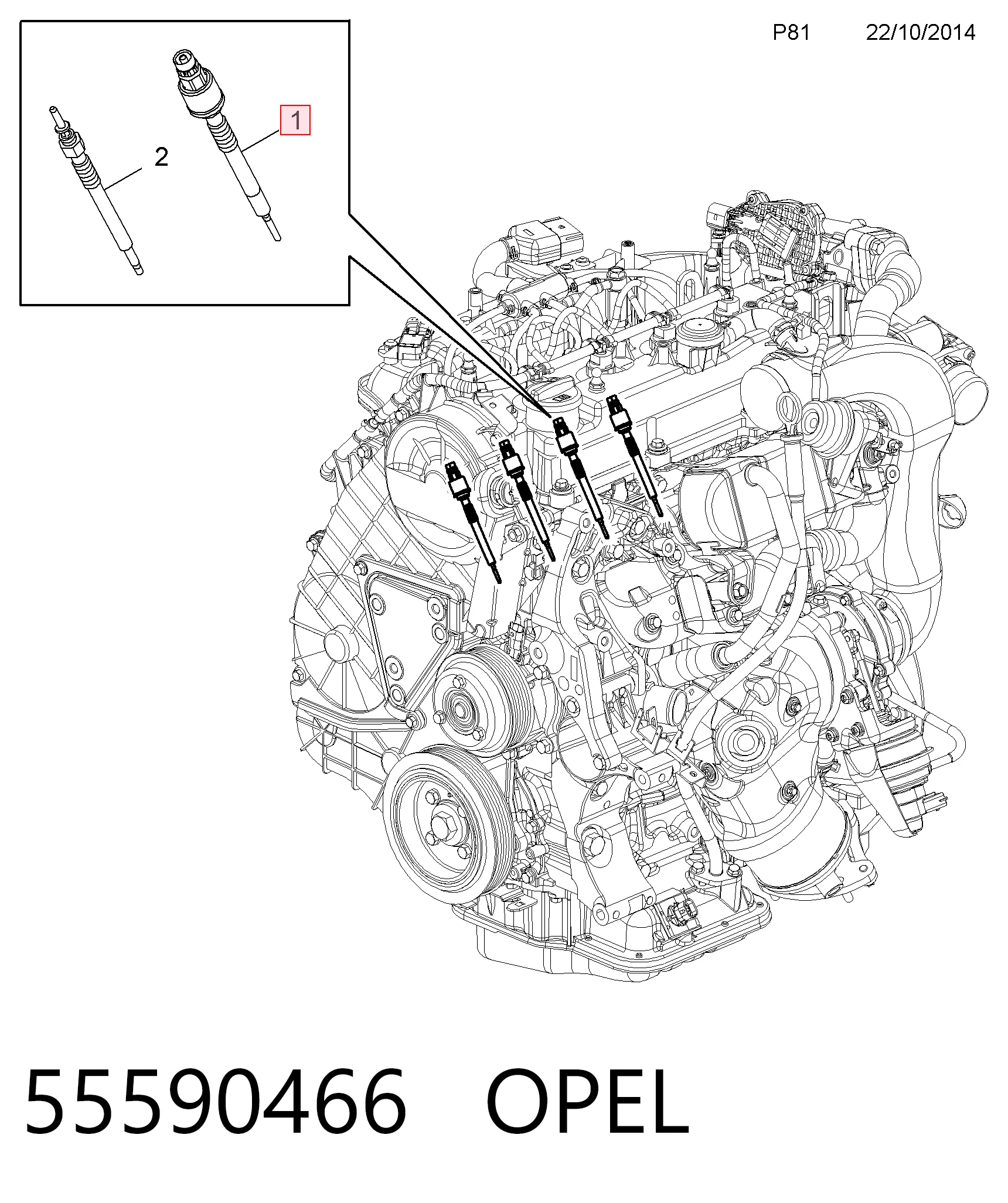 Compre 55590466 Peugeot/Citroen Vela de incandescência