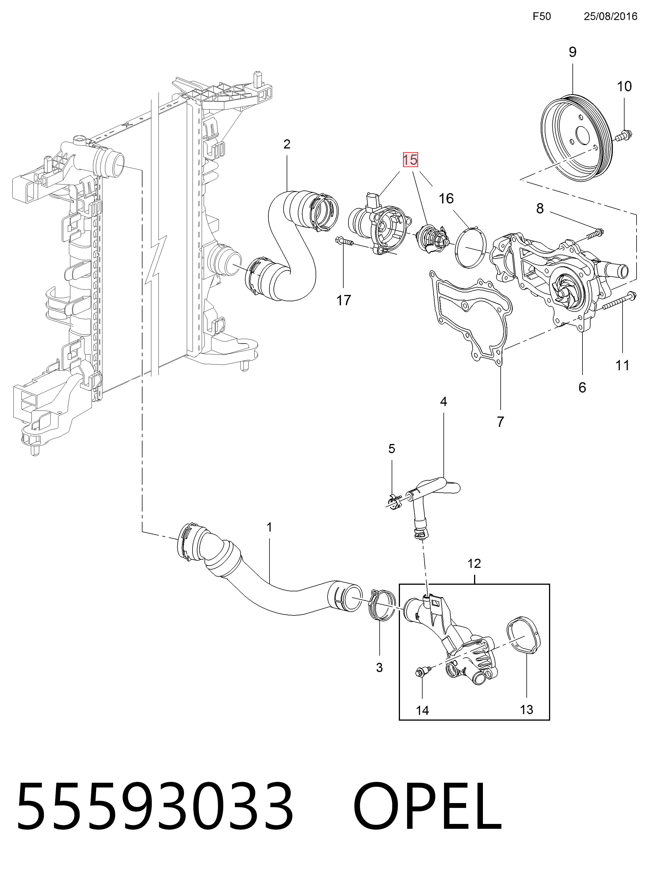 55593033 Opel Termostato