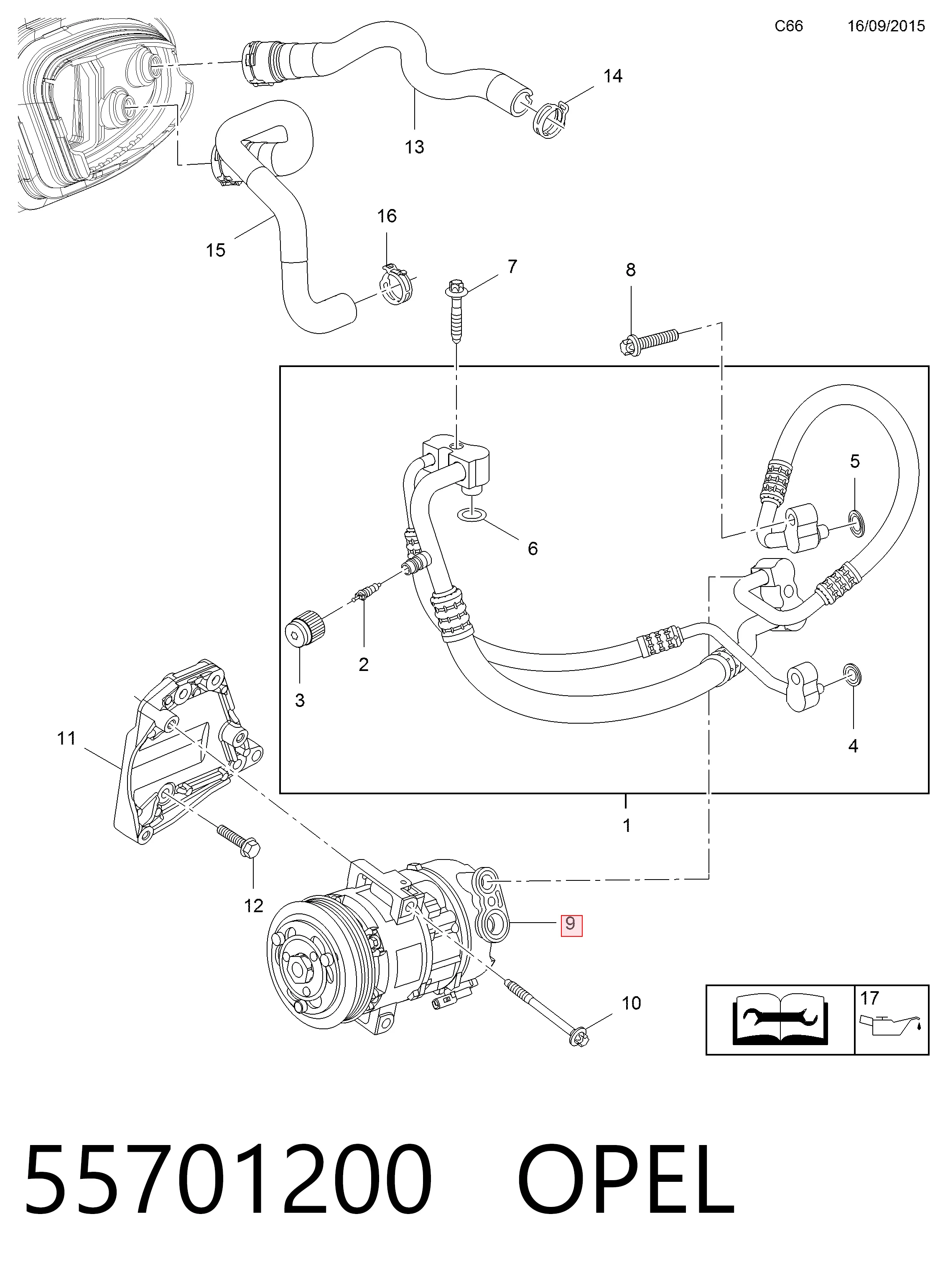 55701200 Opel Compressor de aparelho de ar condicionado