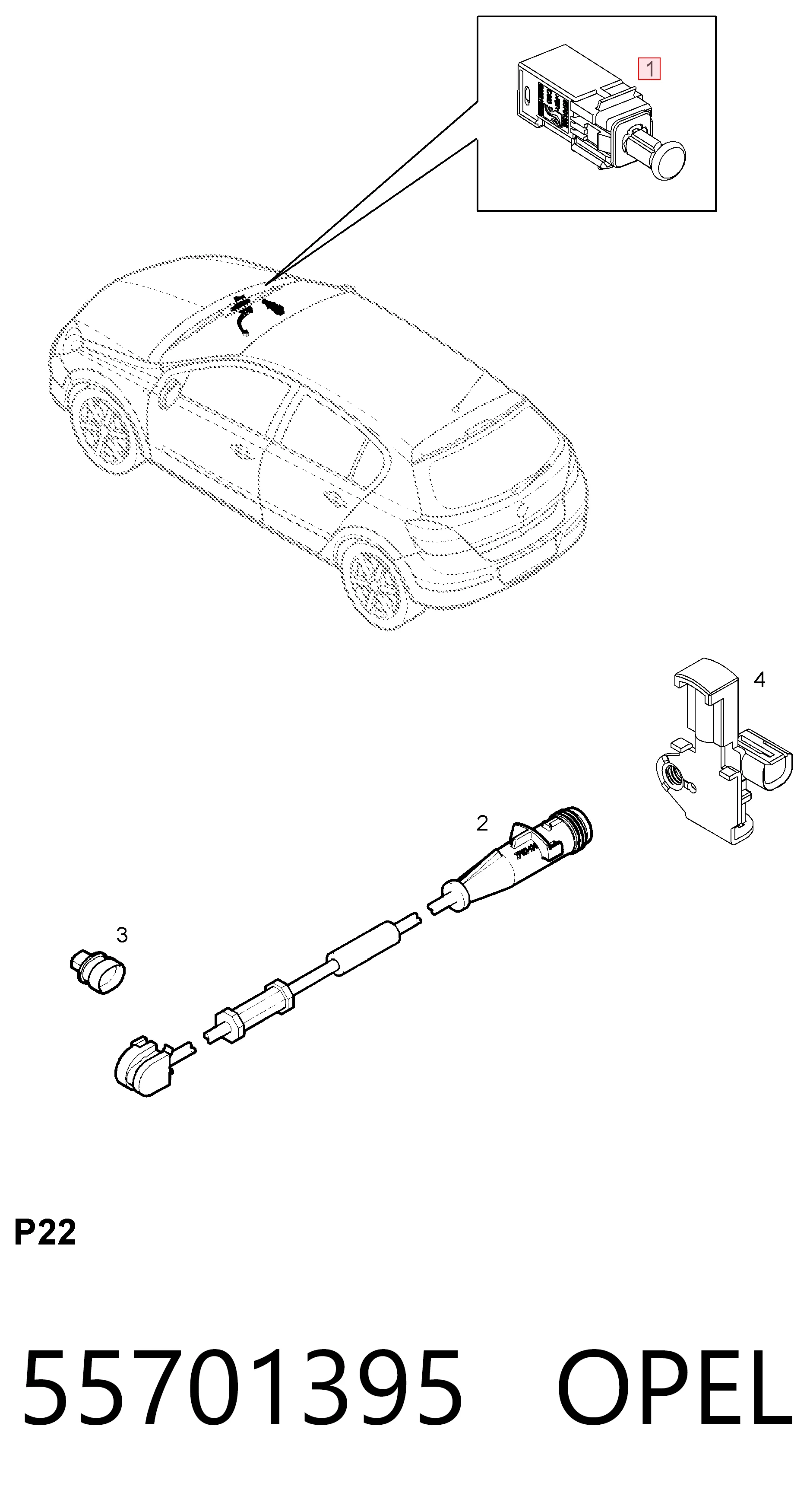 55701395 Opel Sensor de ativação do sinal de parada