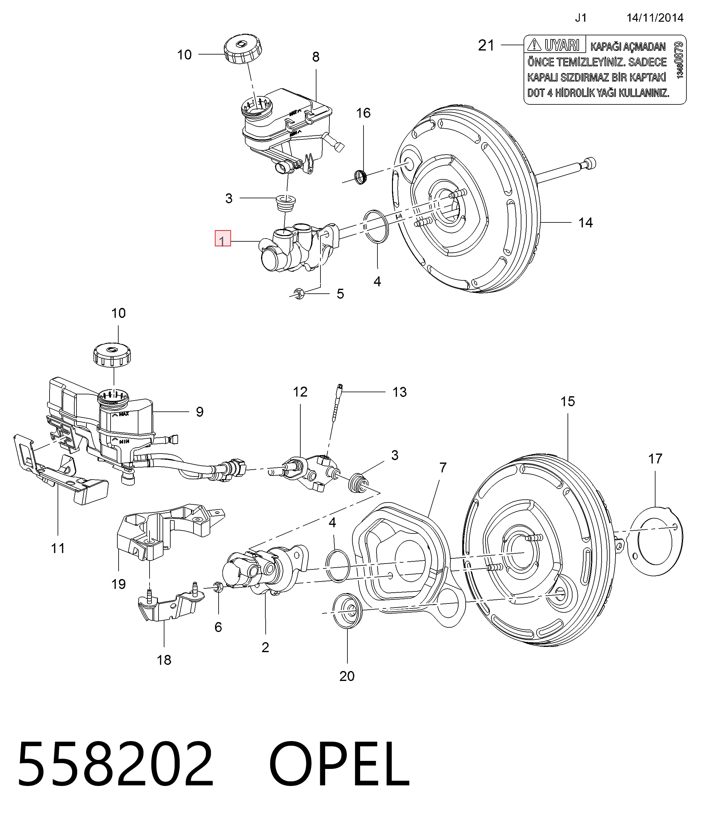 Cilindro mestre do freio Opel Meriva preço, a partir de 25,38 USD