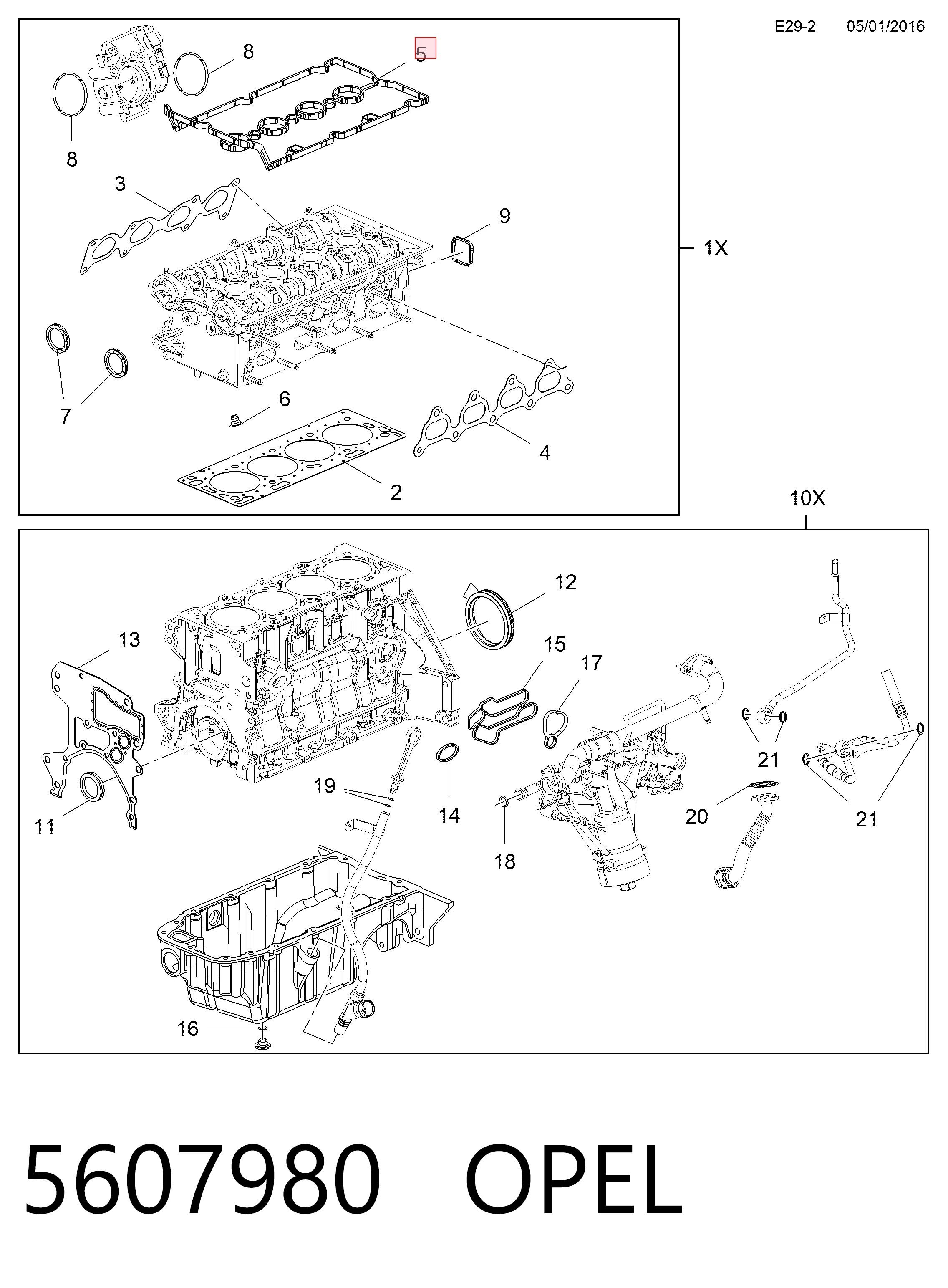 5607980 Opel Vedante de tampa de válvulas de motor