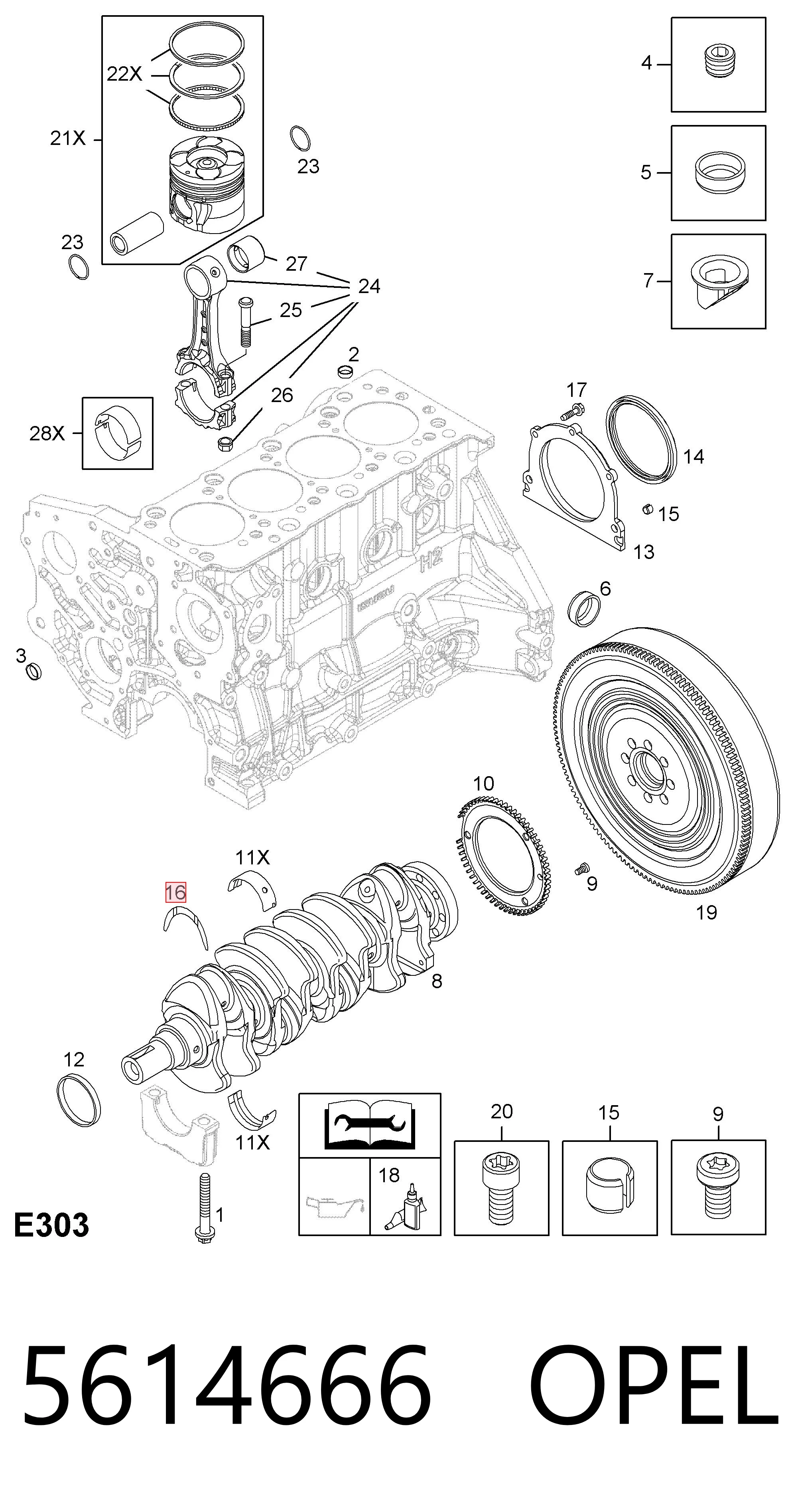 Compre TW1626ASTD Kolbenschmidt Semianel de suporte (de carreira) de cambota, STD, kit