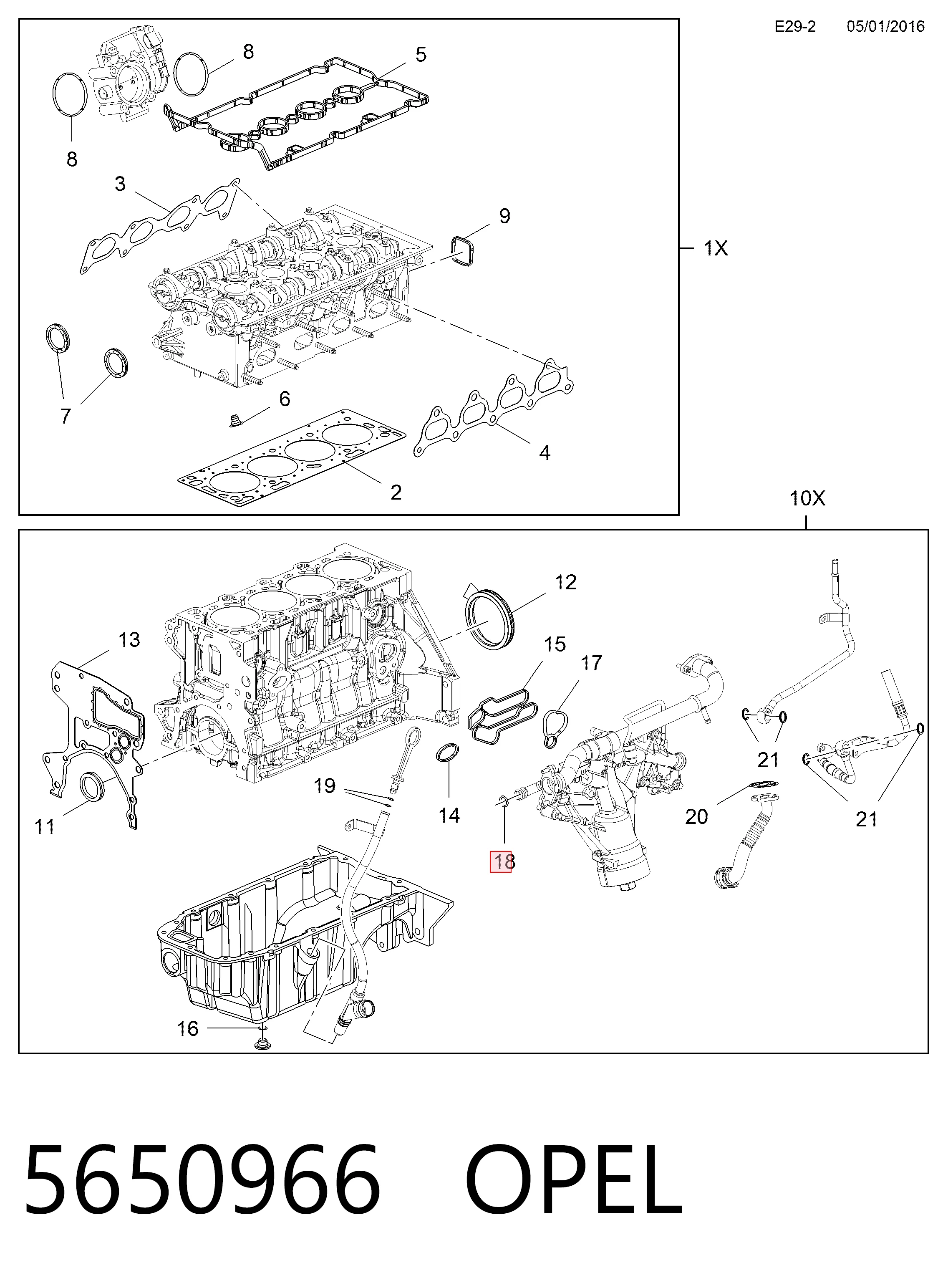 5650966 Opel Vedante de adaptador do filtro de óleo