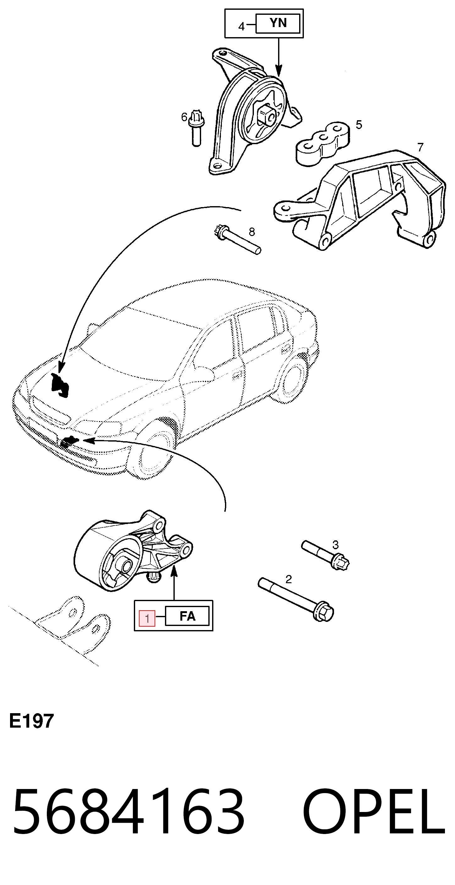 24407003 General Motors Coxim (suporte) dianteiro de motor