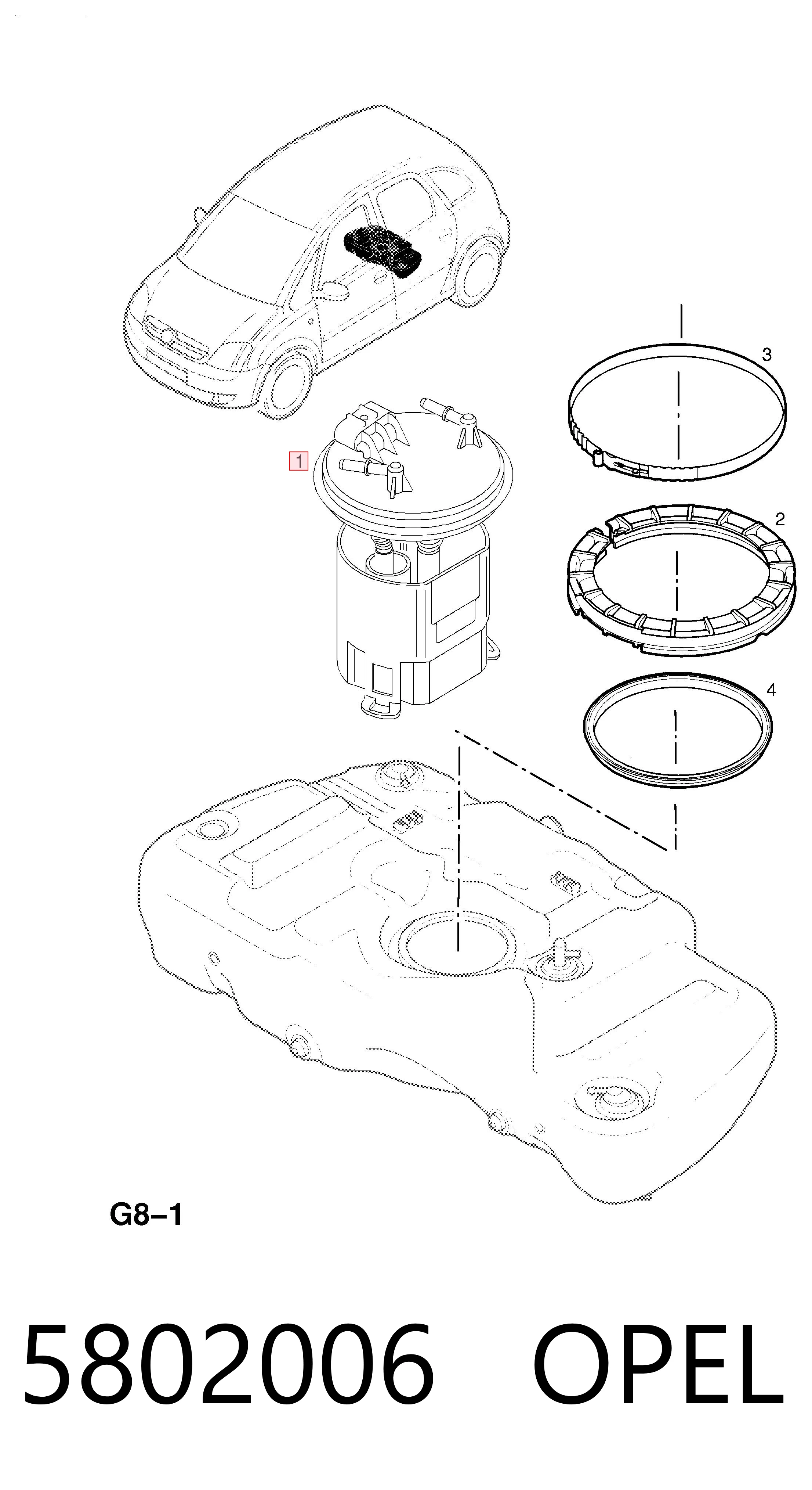 5802006 Opel Módulo de bomba de combustível com sensor do nível de combustível