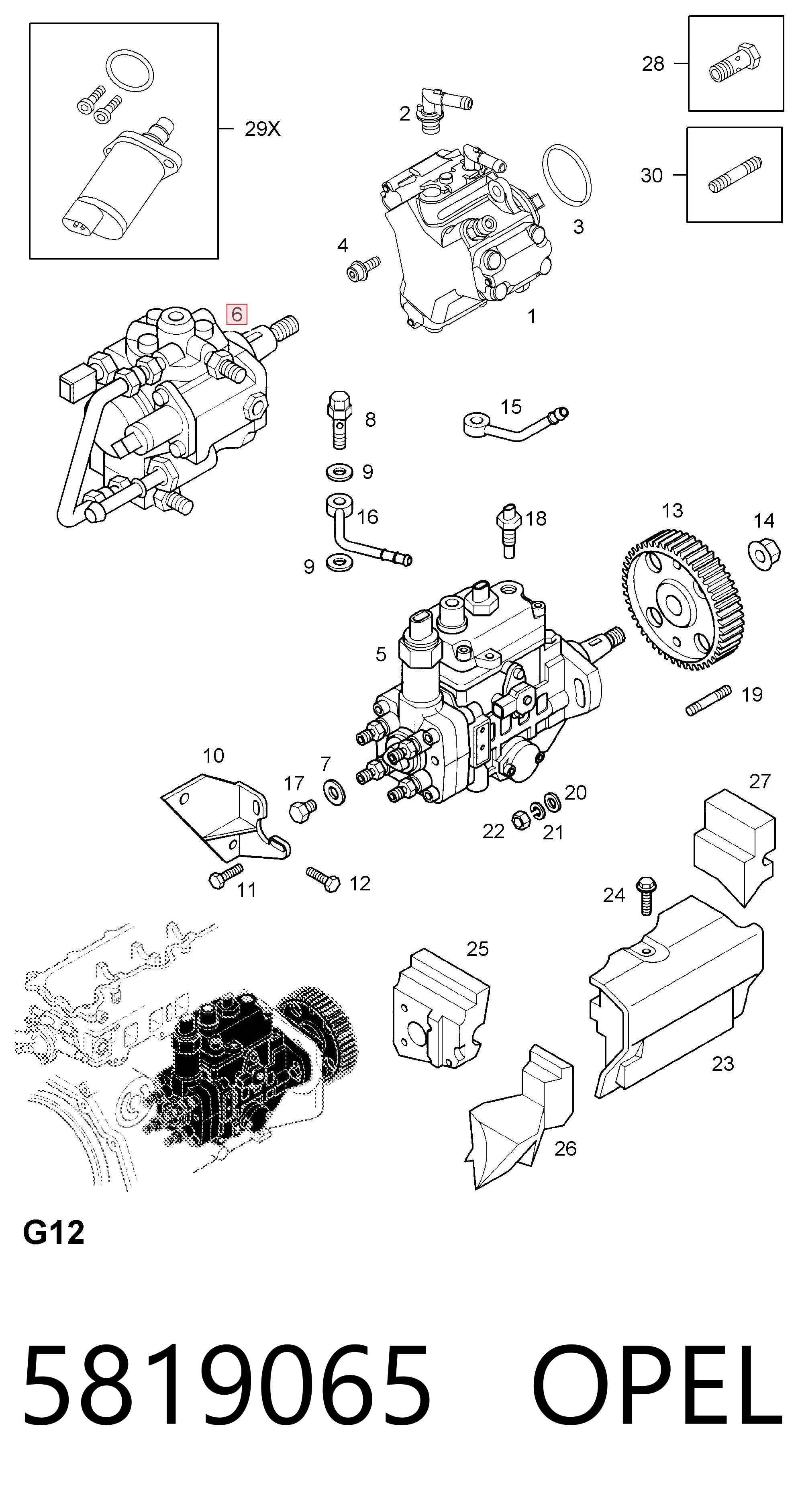 5819065 Opel Bomba de combustível de pressão alta