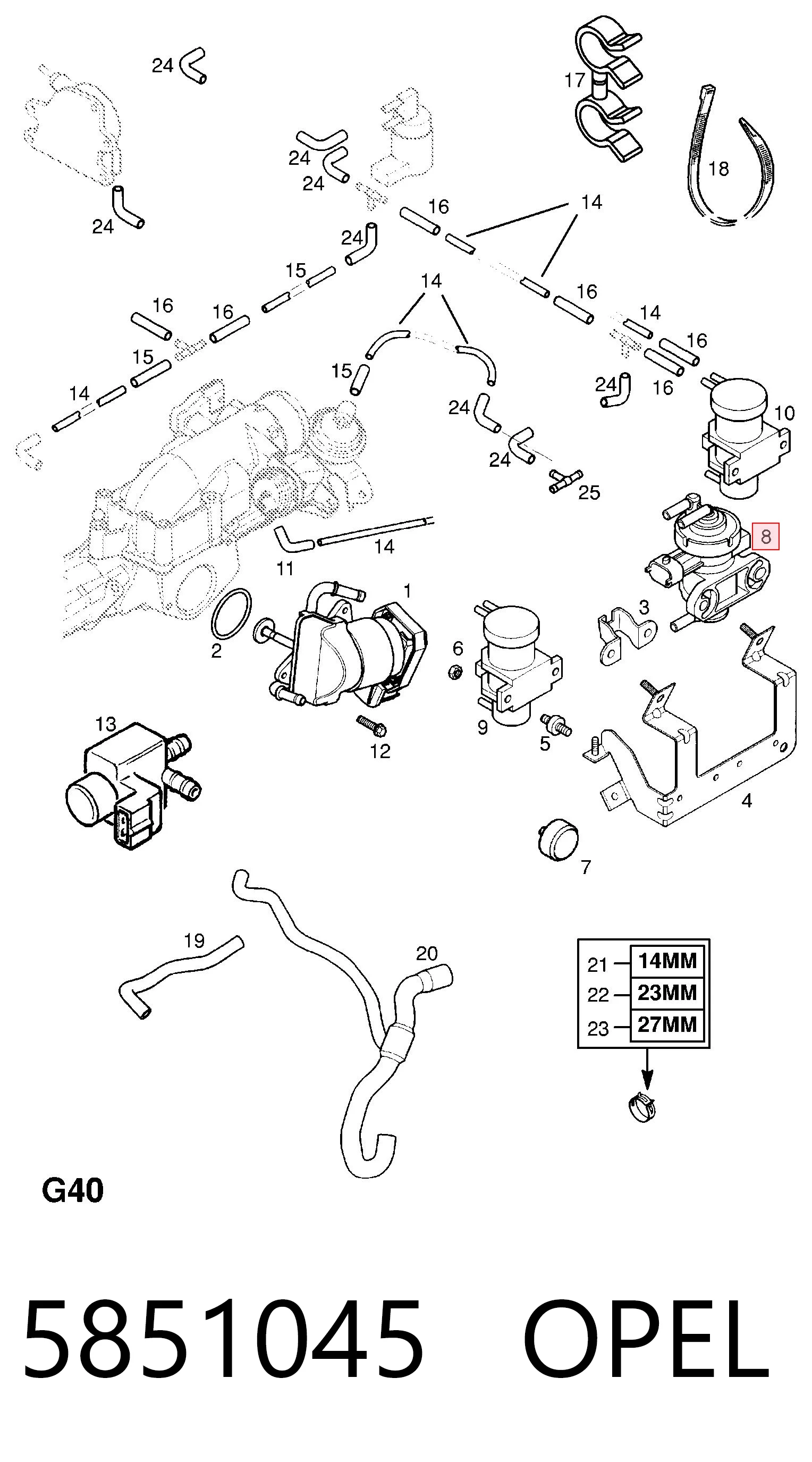 5851045 Opel Convertidor de pressão (solenoide) de supercompressão