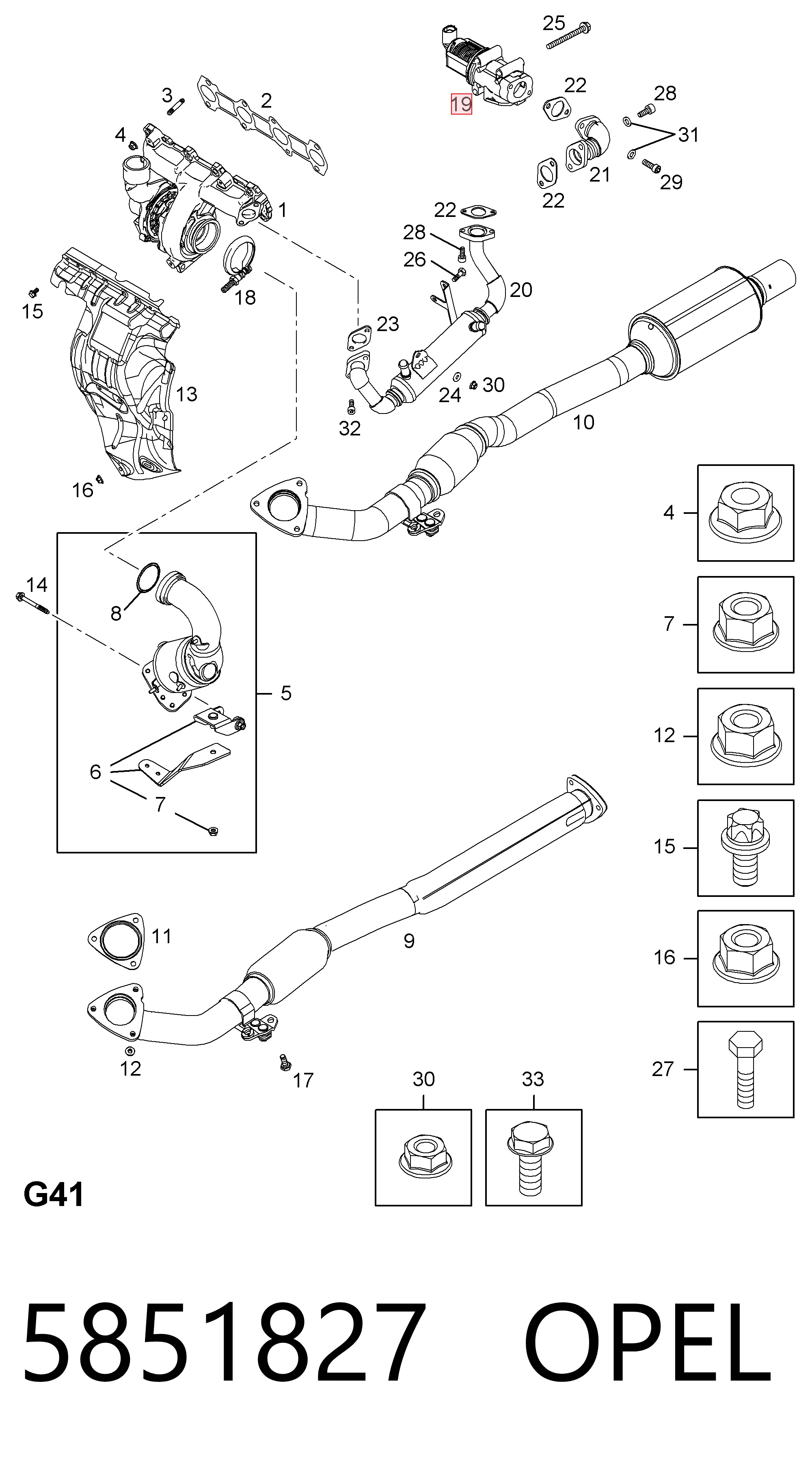 5851827 Opel Válvula EGR de recirculação dos gases