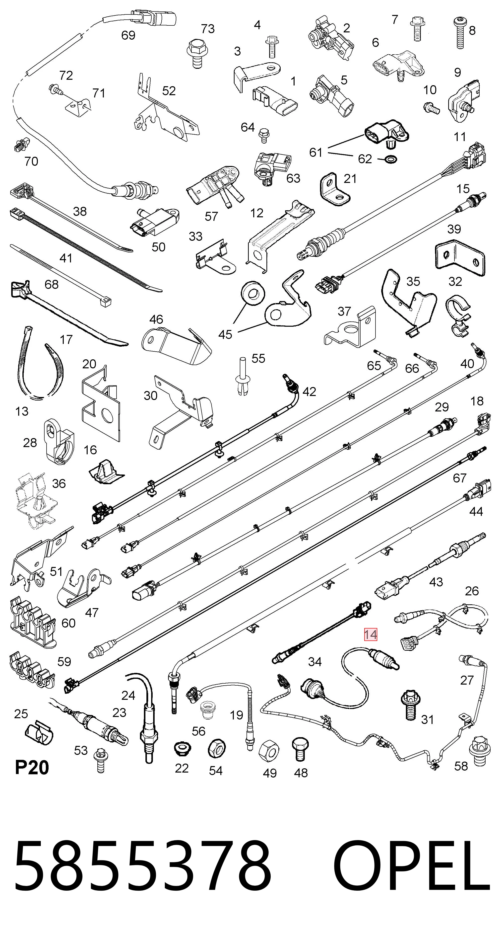 5855378 Opel Sonda lambda, sensor de oxigênio depois de catalisador
