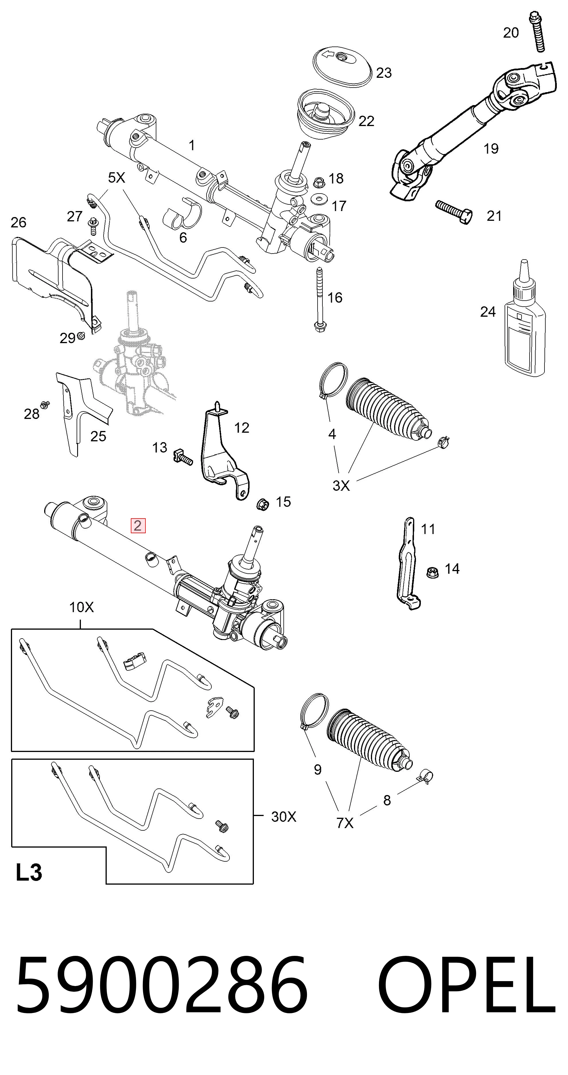 5900286 Opel Cremalheira da direção