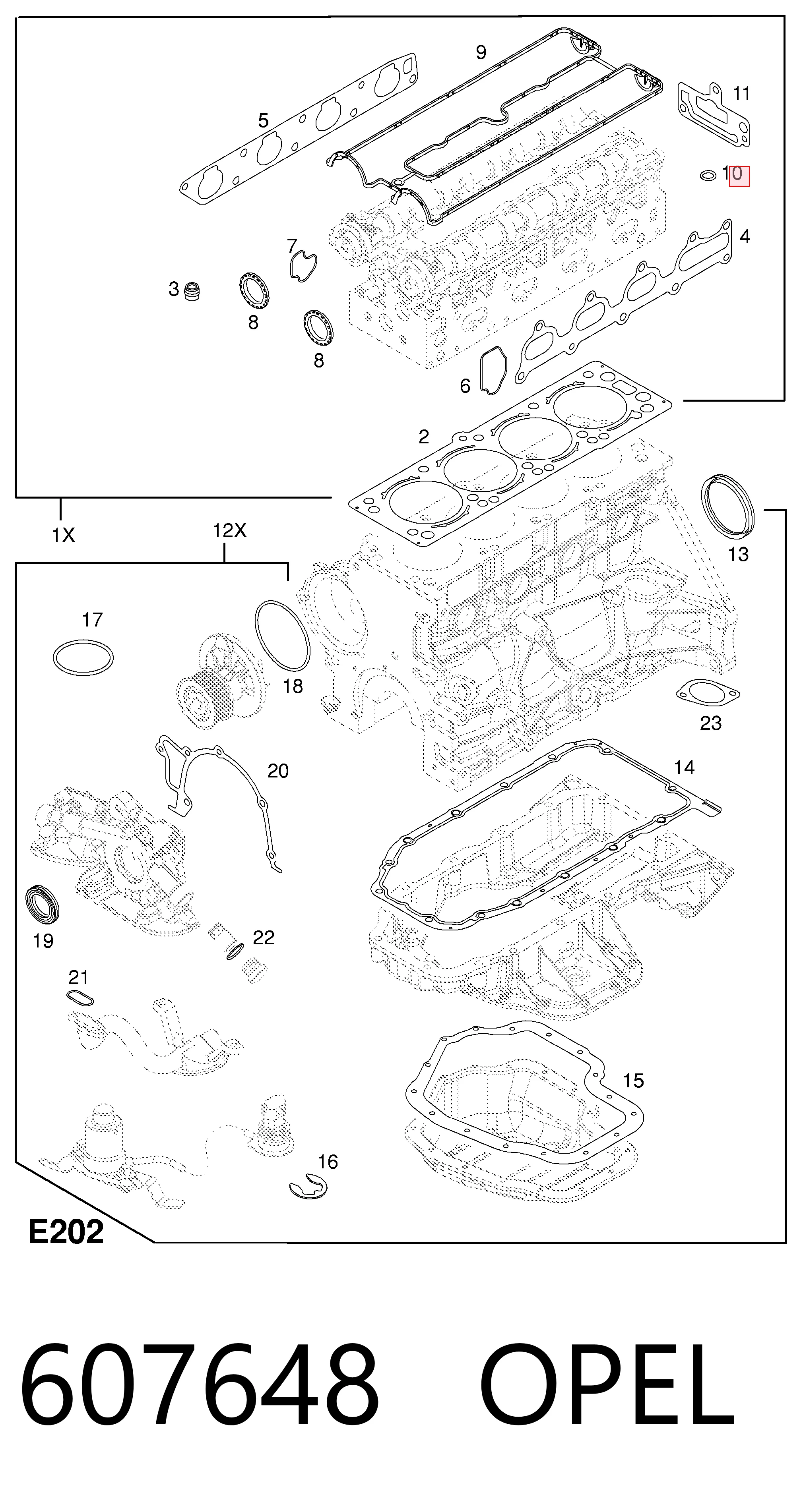 607648 Opel Vedante da tampa de válvulas de motor, anel