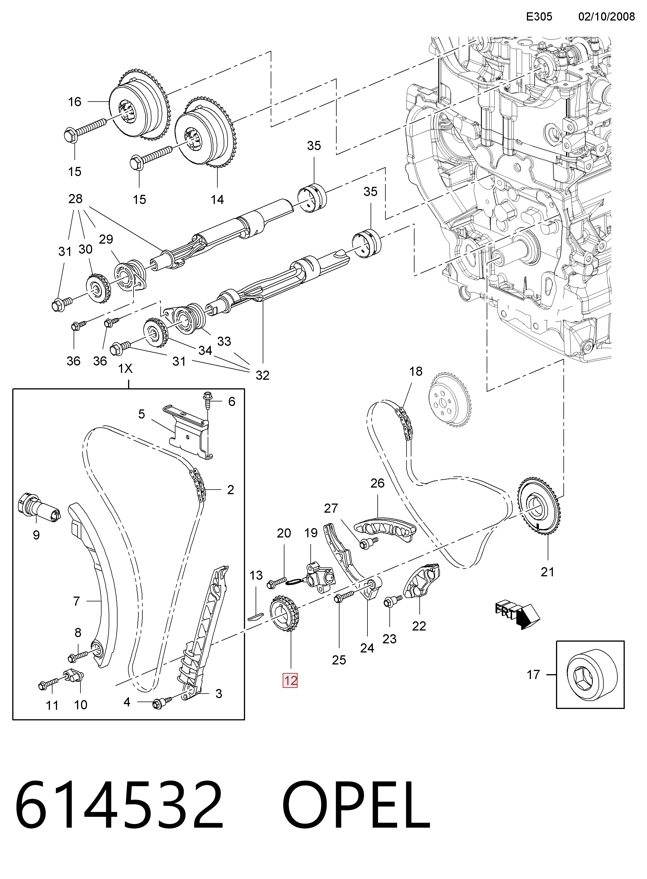 Engrenagem de cadeia da roda dentada de acionamento de cambota de motor Alfa Romeo 159 preço, a partir de 34,21 USD