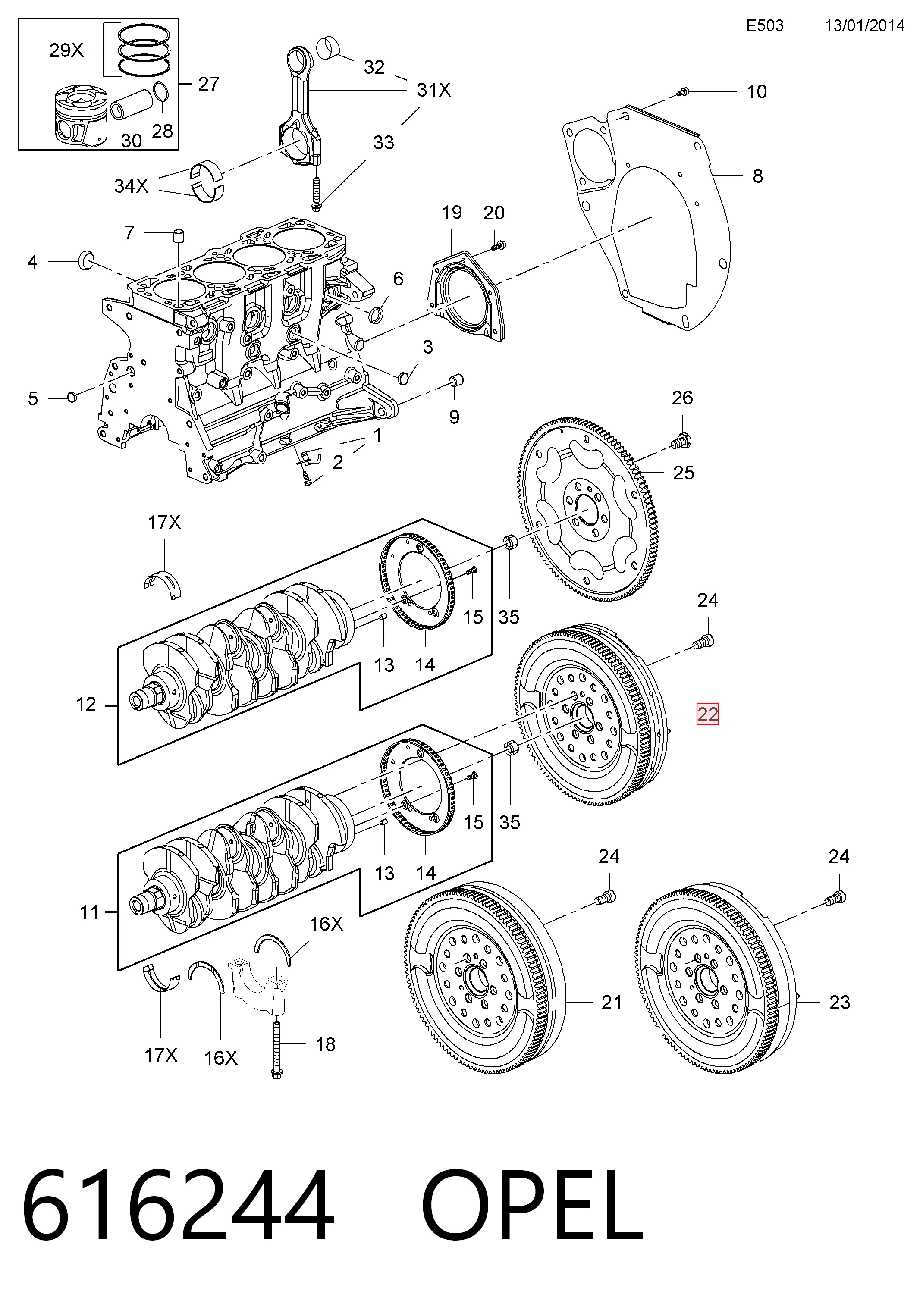 Compre 616244 General Motors Volante de motor