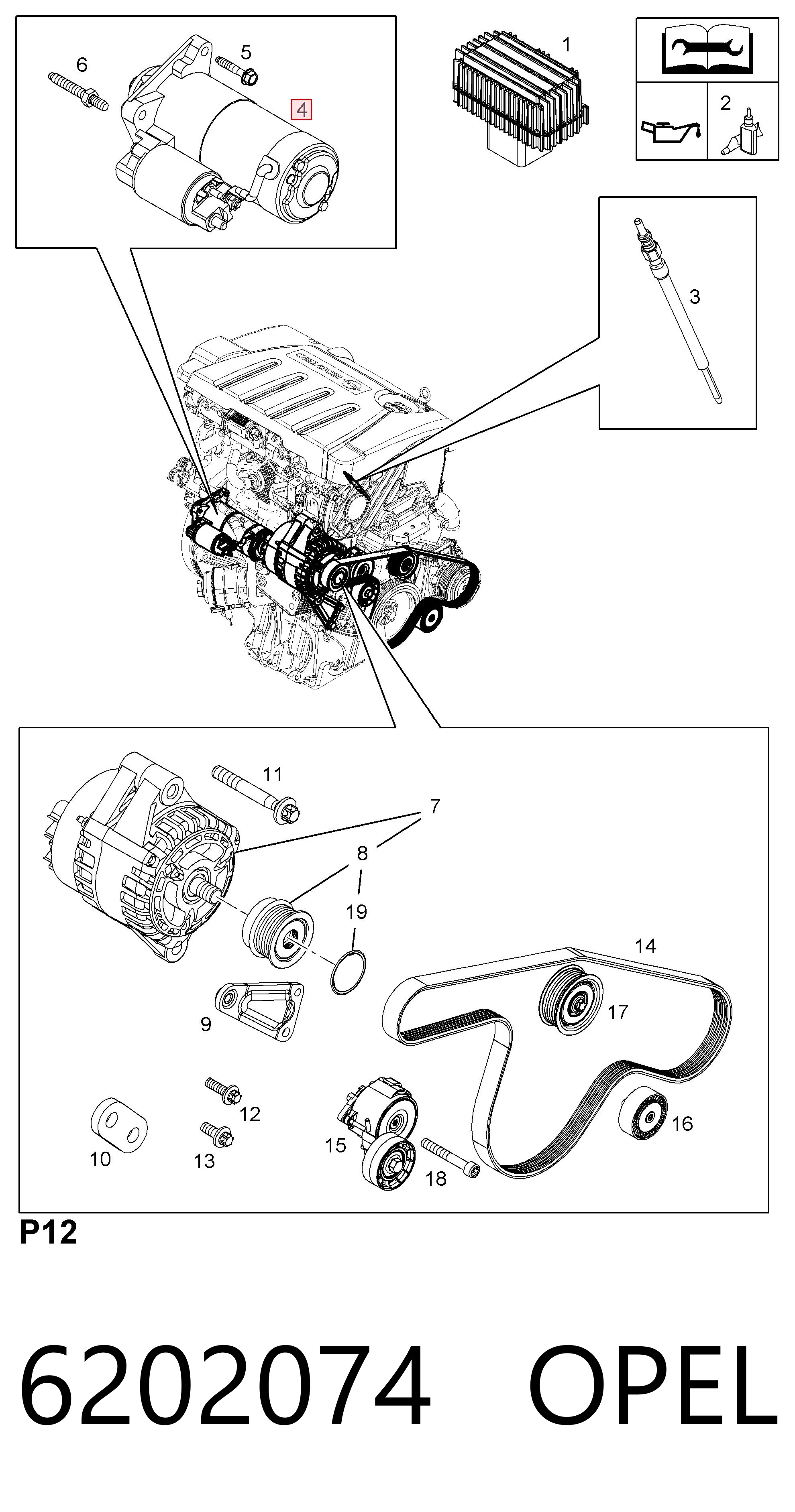 6202074 Opel Motor de arranco