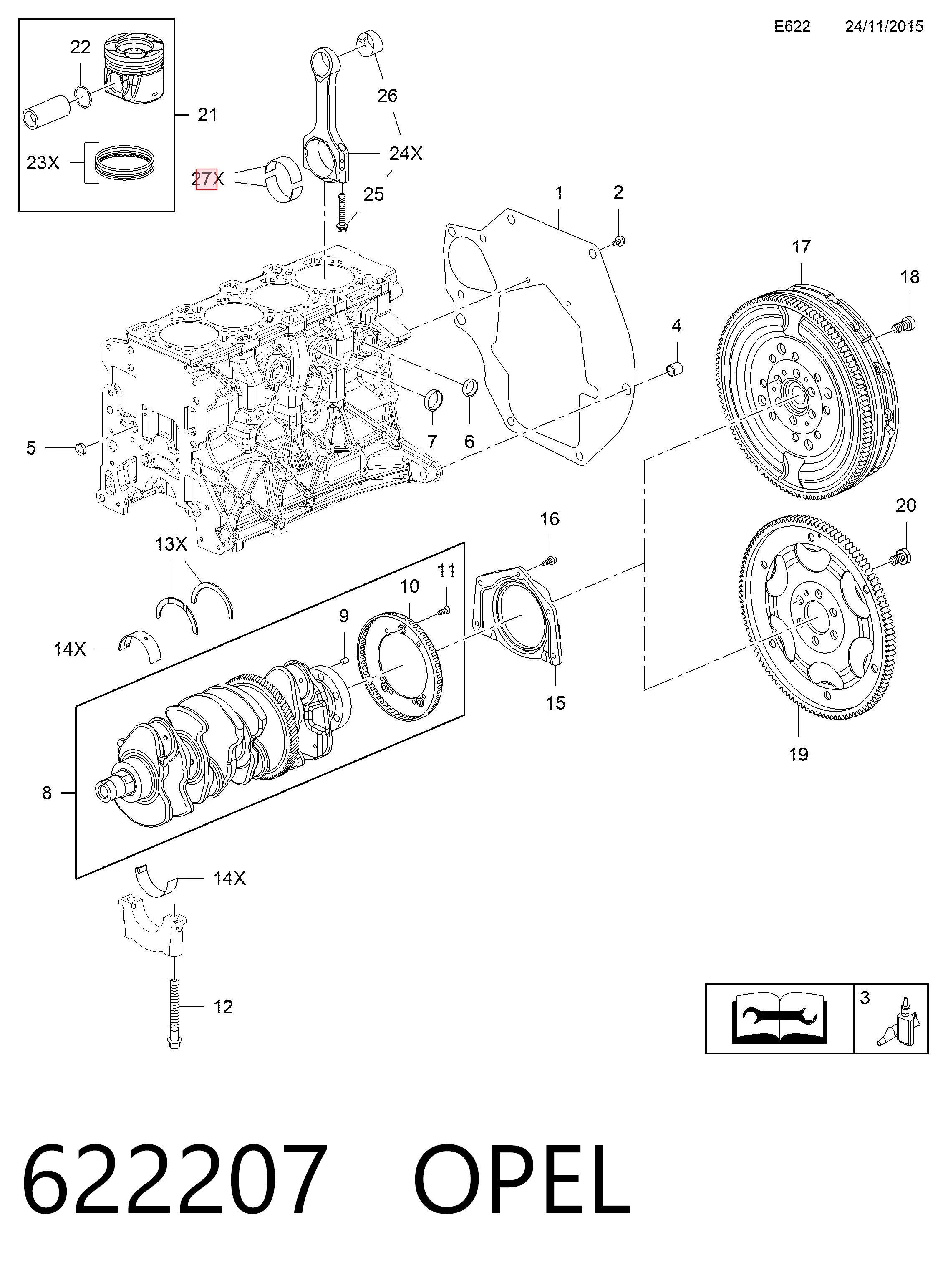 Compre 55580041 Peugeot/Citroen Folhas inseridas de cambota de biela, kit, 2ª reparação ( + 0,50)
