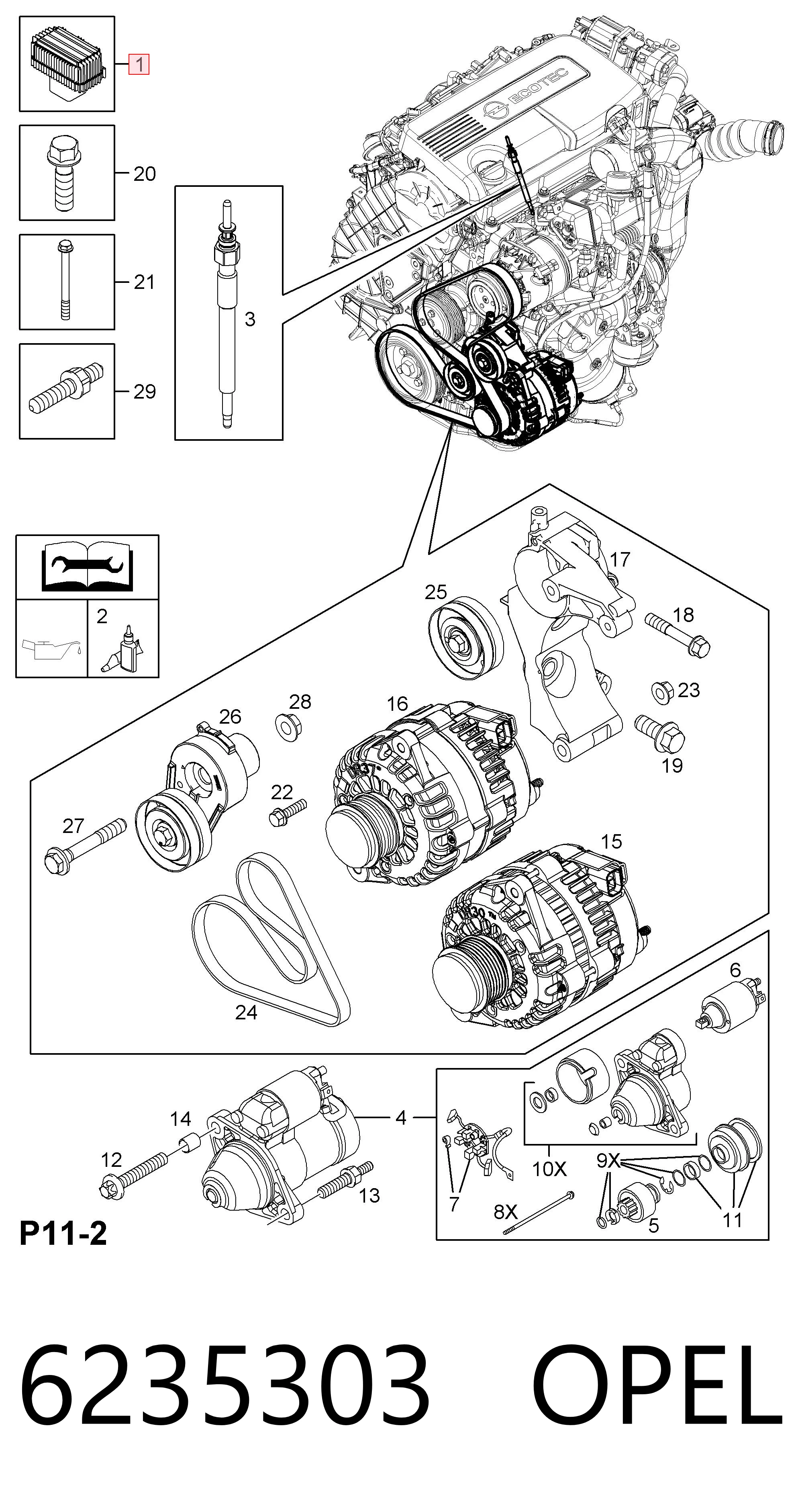 6235303 Opel Relê das velas de incandescência