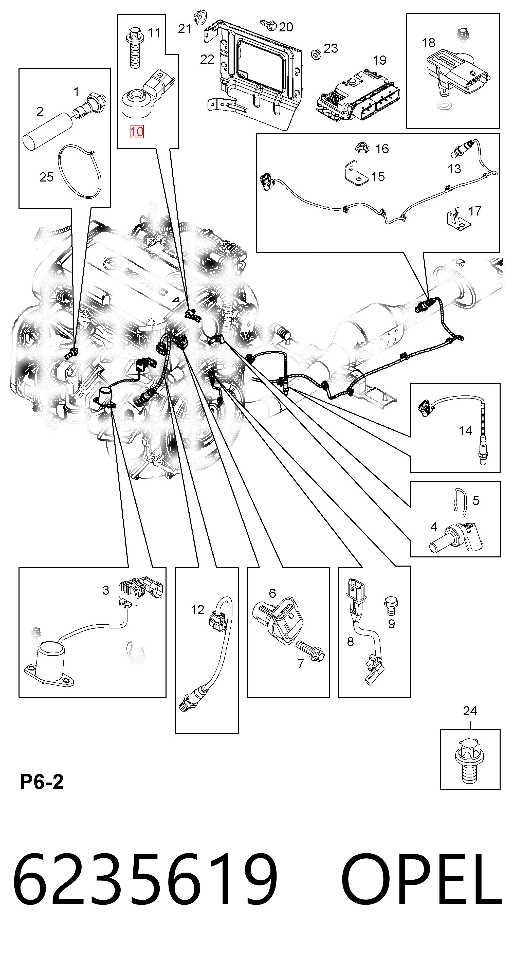 6235619 Opel Sensor de detonação
