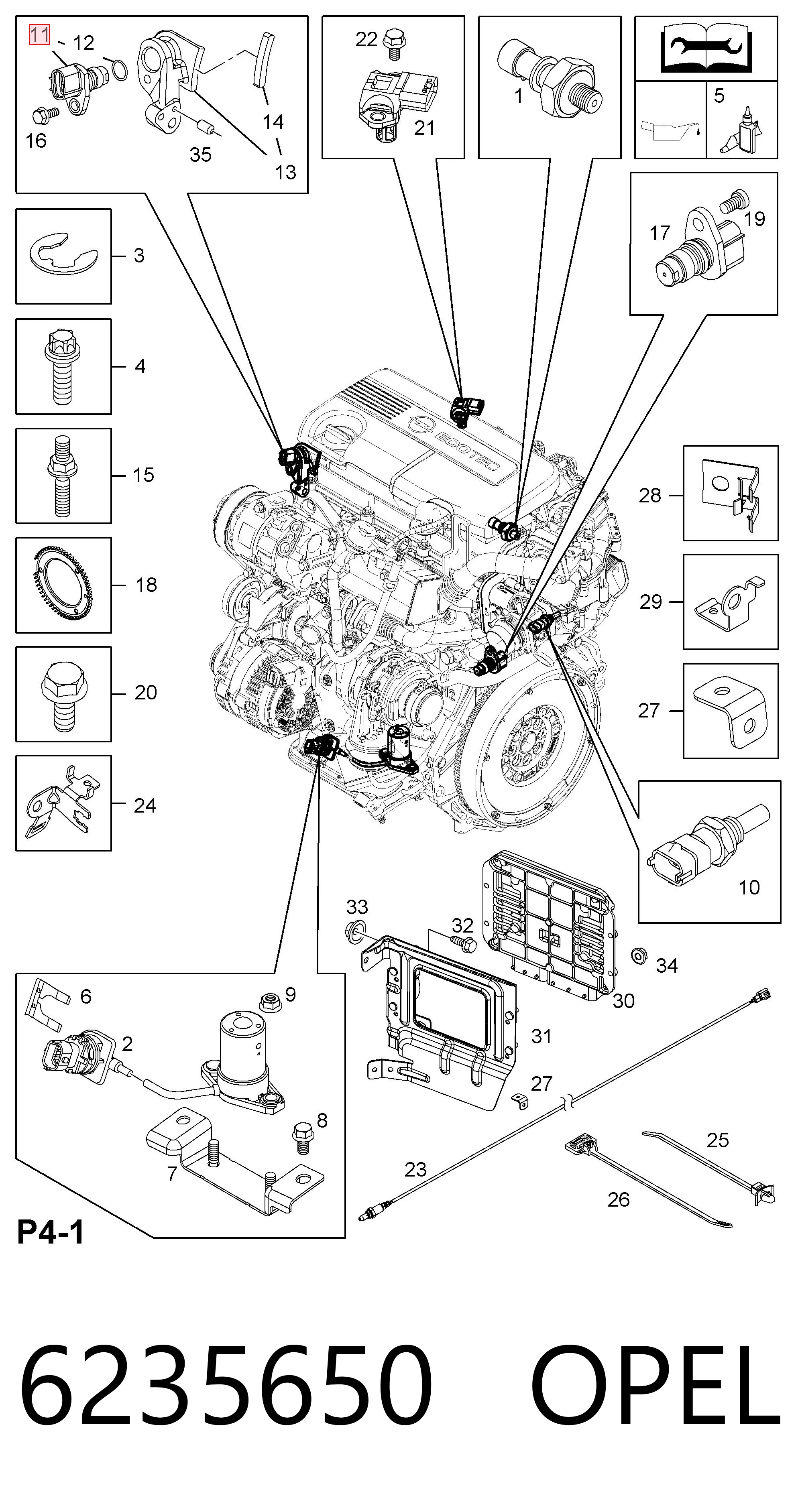 6235650 Opel Sensor de posição da árvore distribuidora