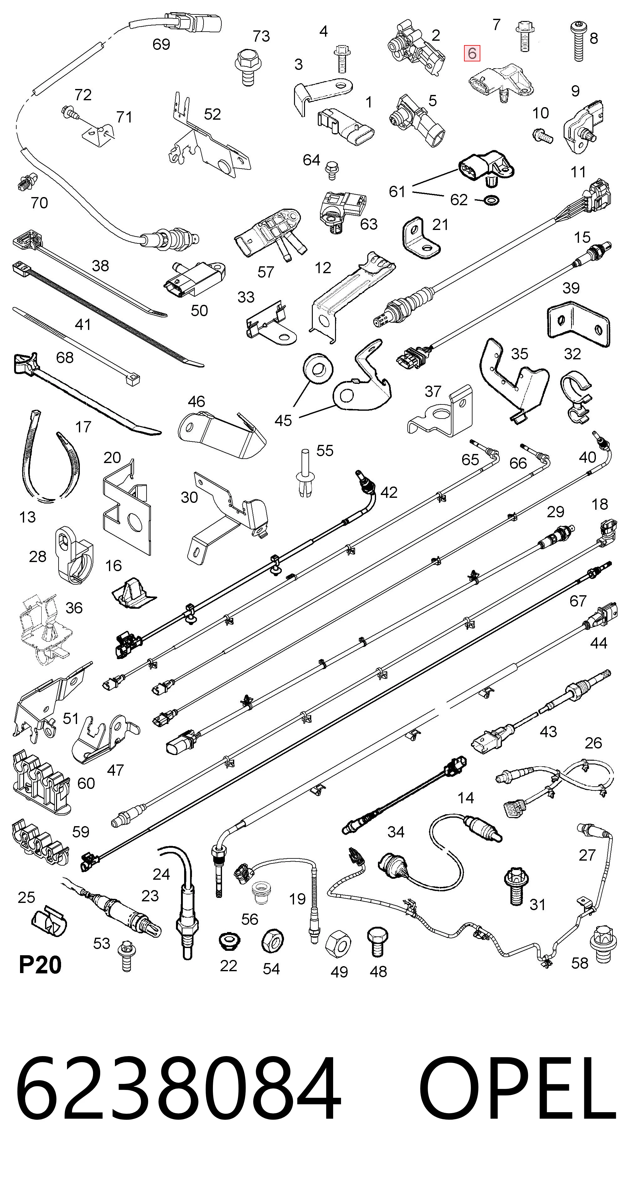 6238084 Opel Sensor de pressão no coletor de admissão, MAP