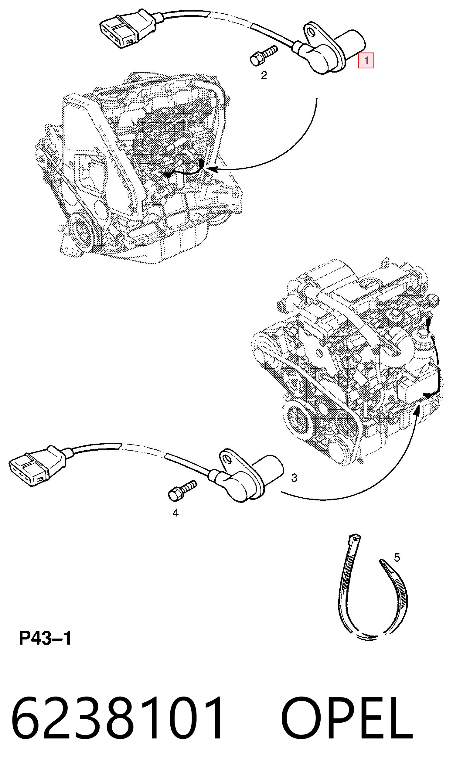 6238101 Opel Sensor de posição (de revoluções) de cambota