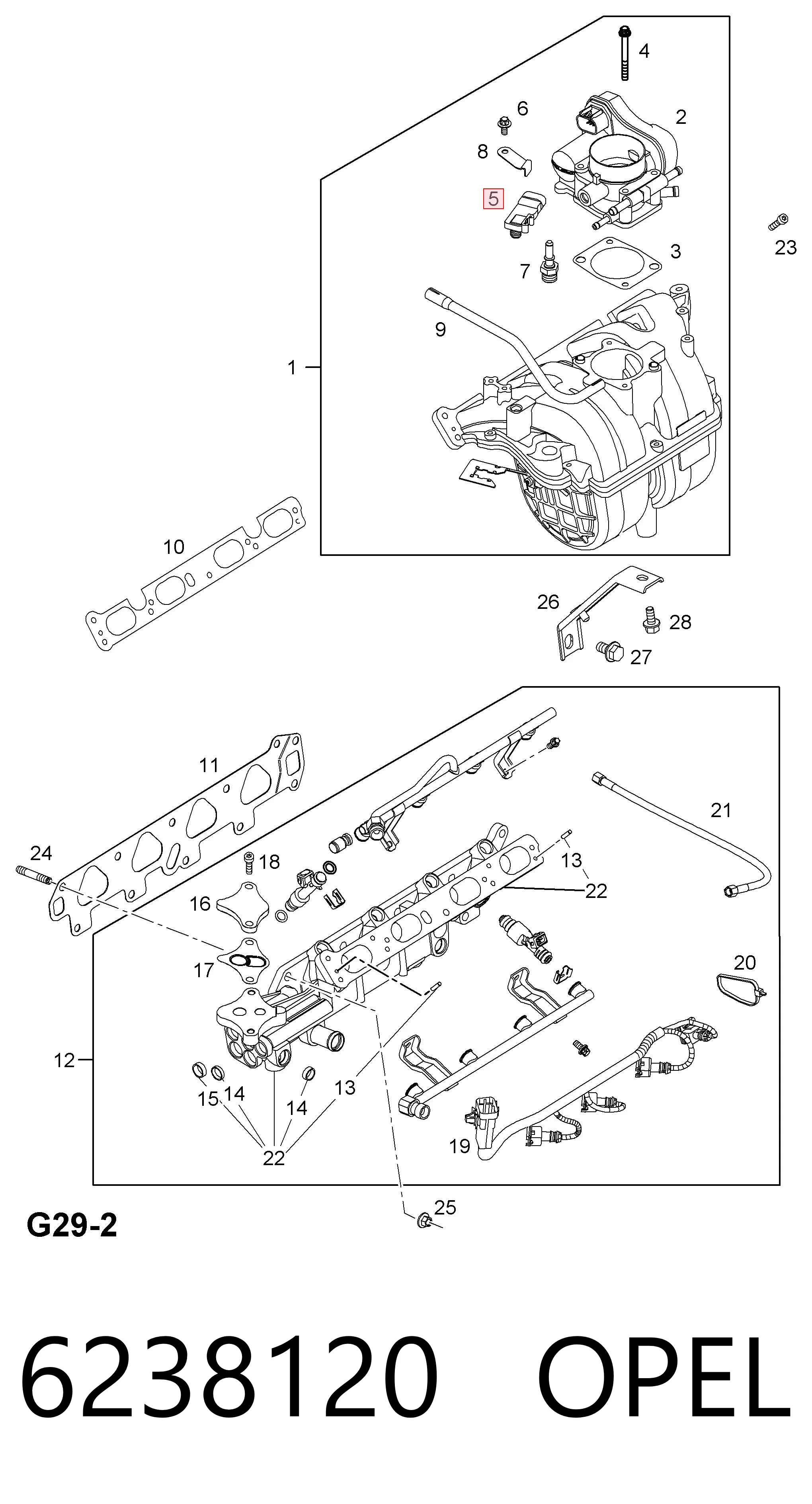 6238120 Opel Sensor de pressão no coletor de admissão, MAP