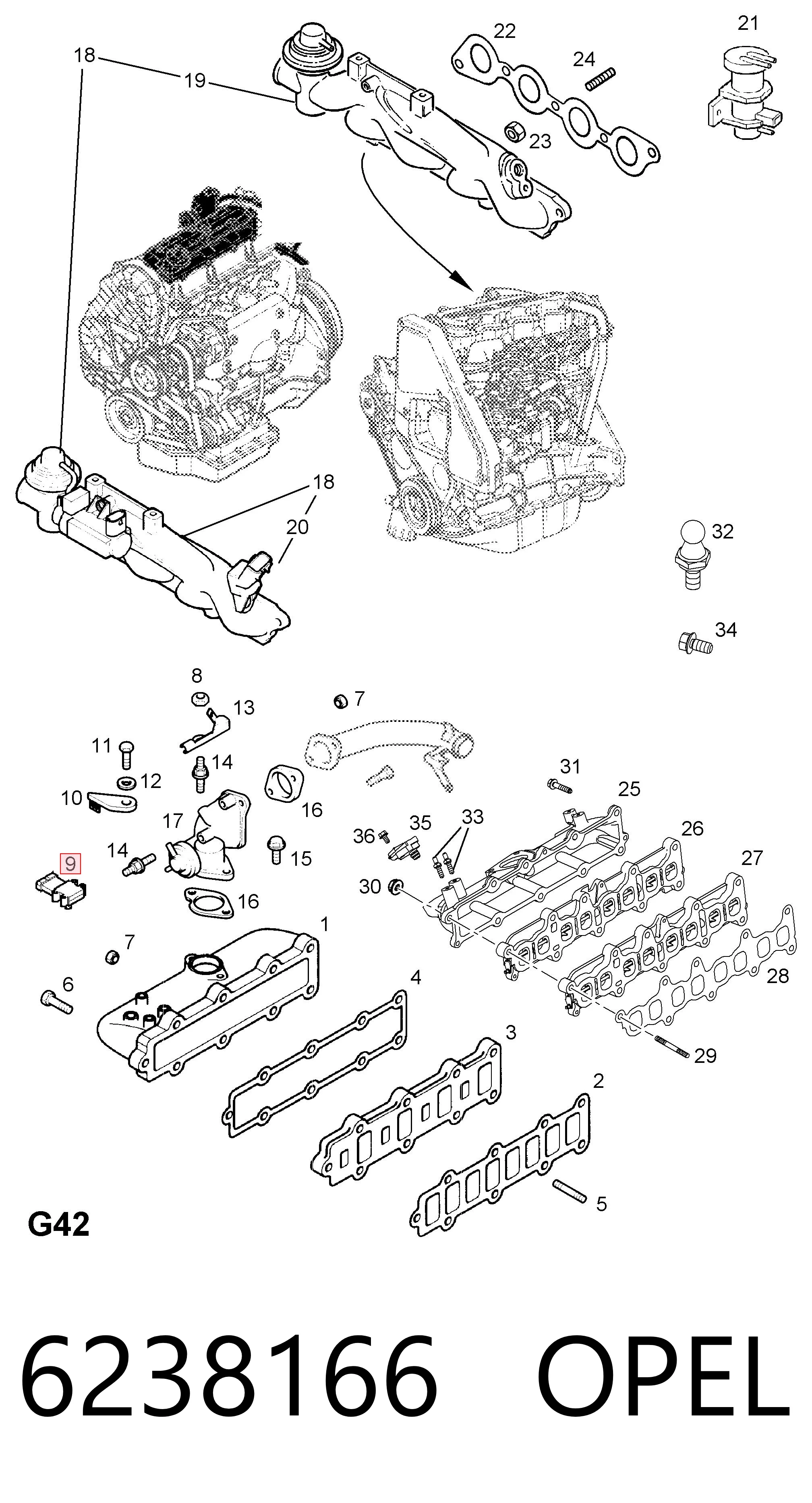 6238166 Opel Sensor de pressão no coletor de admissão, MAP