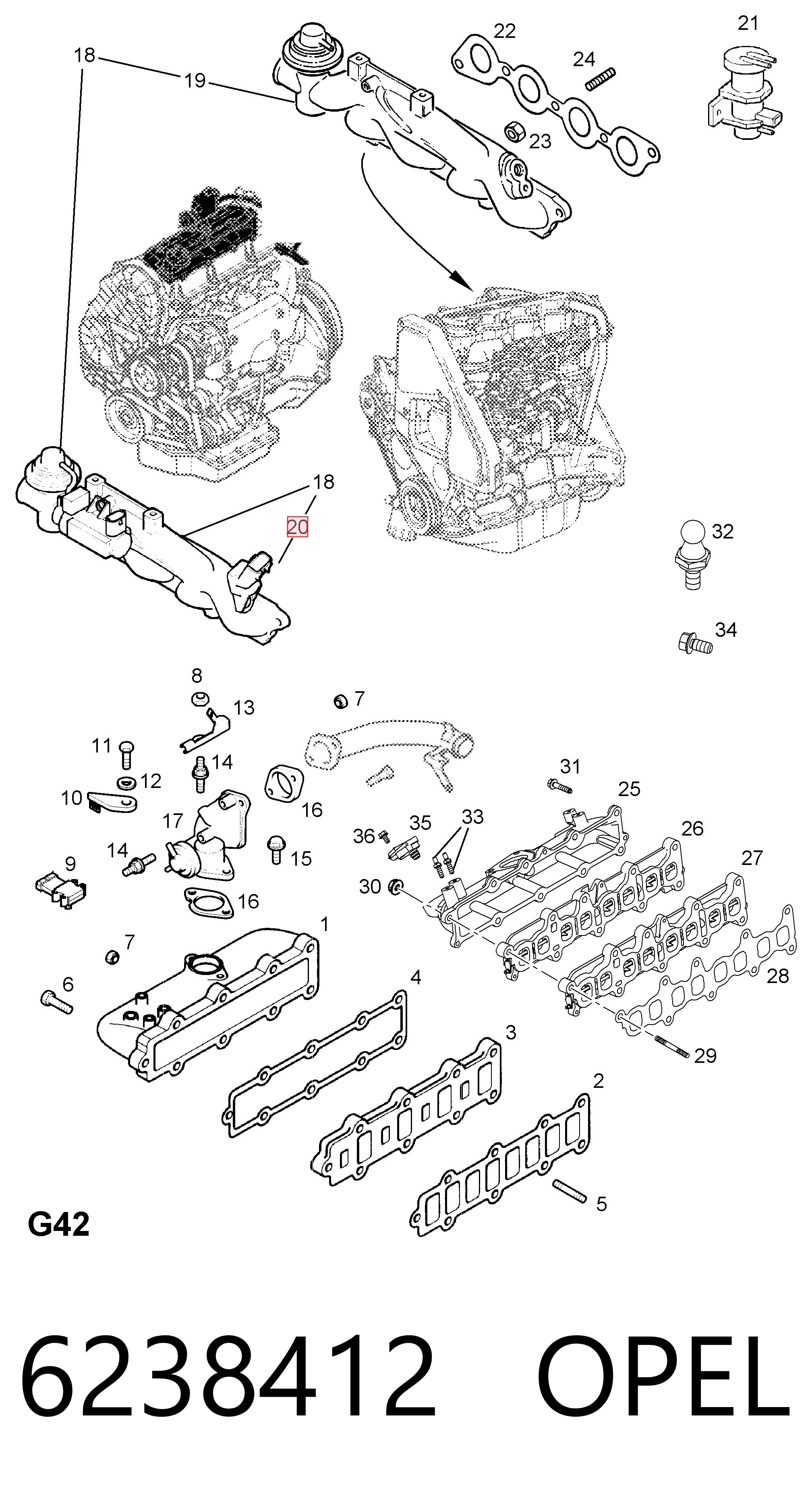 6238412 Opel Sensor de pressão no coletor de admissão, MAP