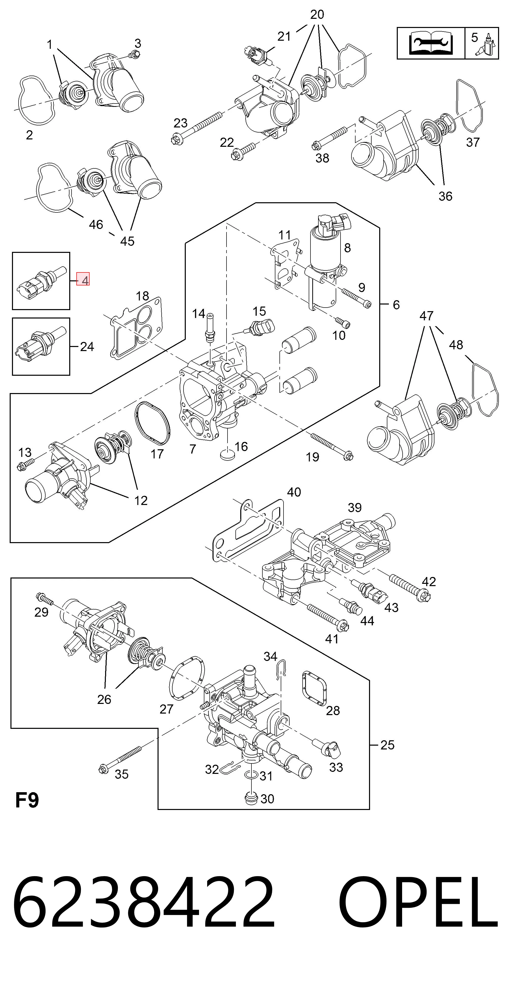 Sensor de temperatura do fluido de esfriamento 1342567 General Motors