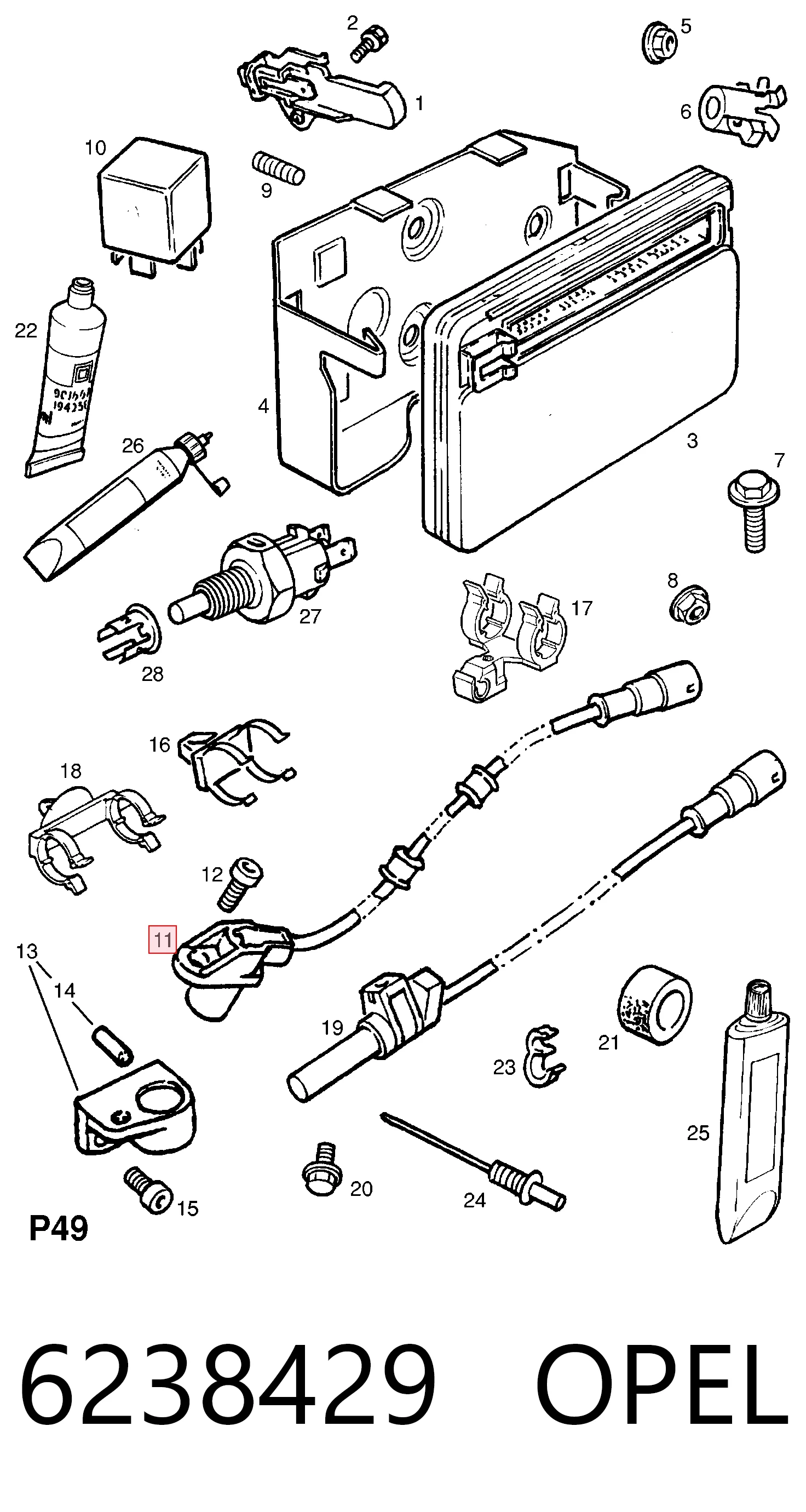 6238429 Opel Sensor dianteiro de ABS