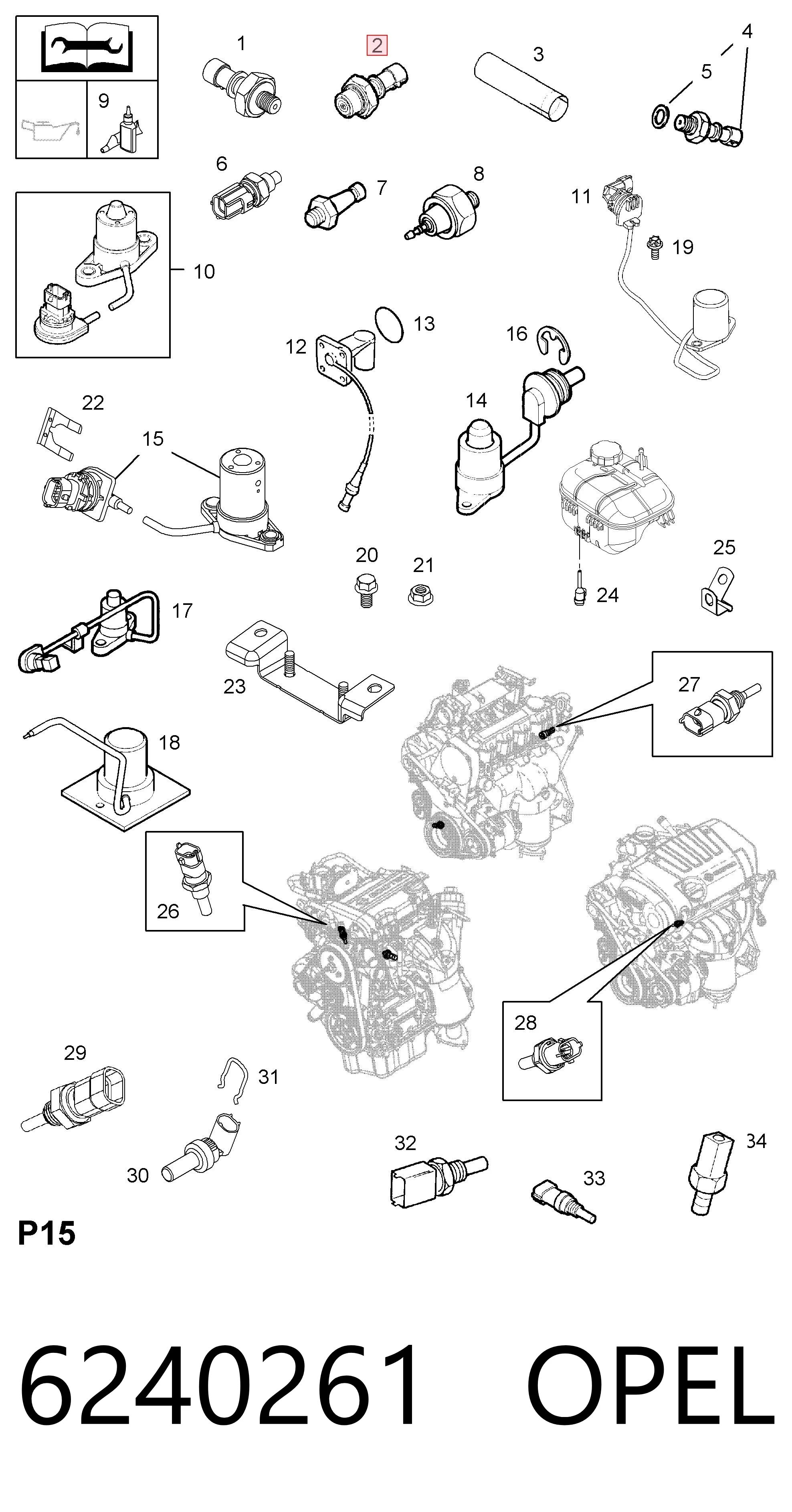6240261 Opel Sensor de pressão de óleo