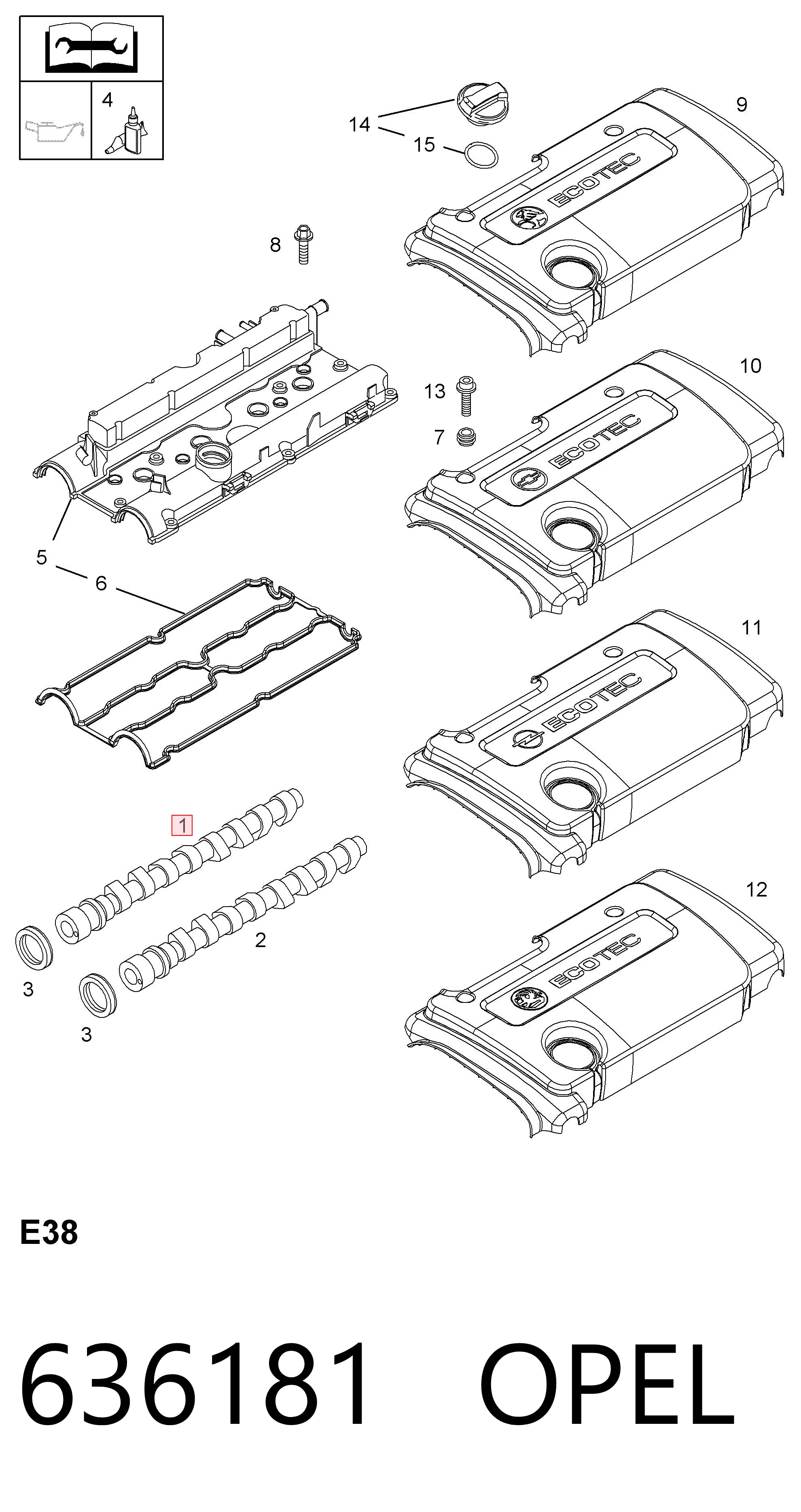  Árvore distribuidora de motor Opel Corsa C hatchback (F08, F68) (2000 - 2006) C