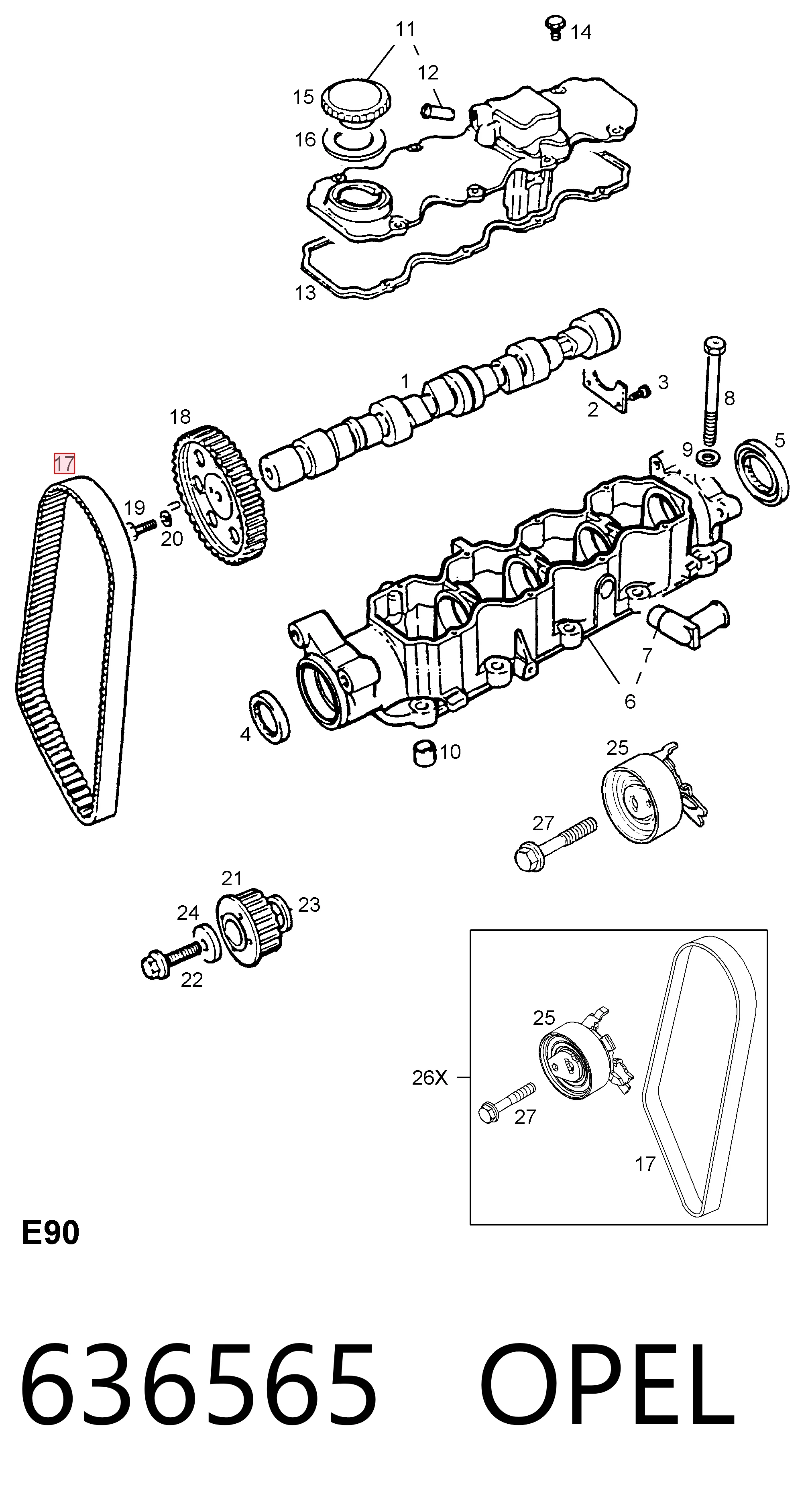 Correia do mecanismo de distribuição de gás Opel Kadett preço, a partir de 27,76 USD