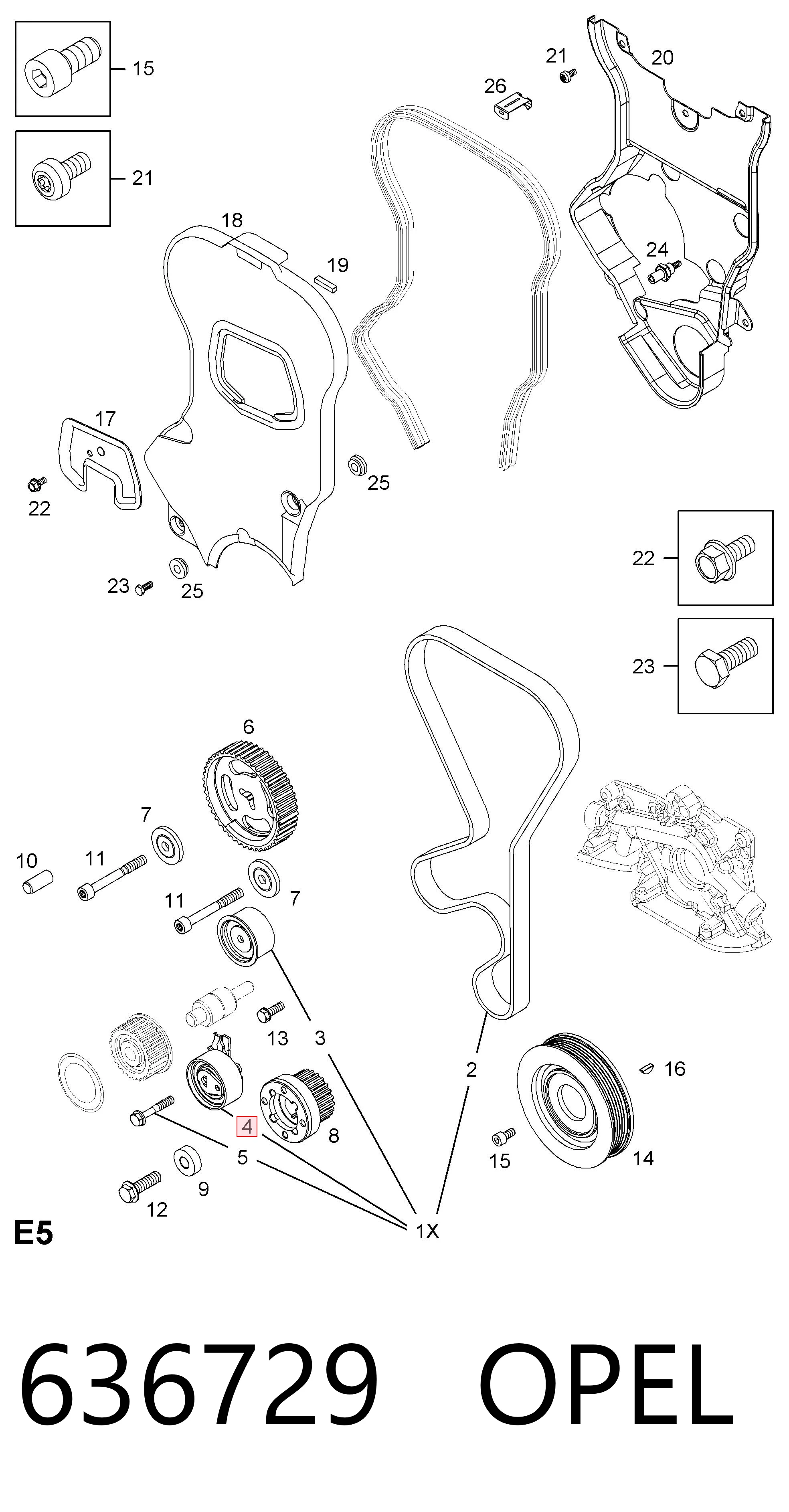 Rolo de reguladora de tensão da correia do mecanismo de distribuição de gás Opel Frontera  6B ao melhor preço