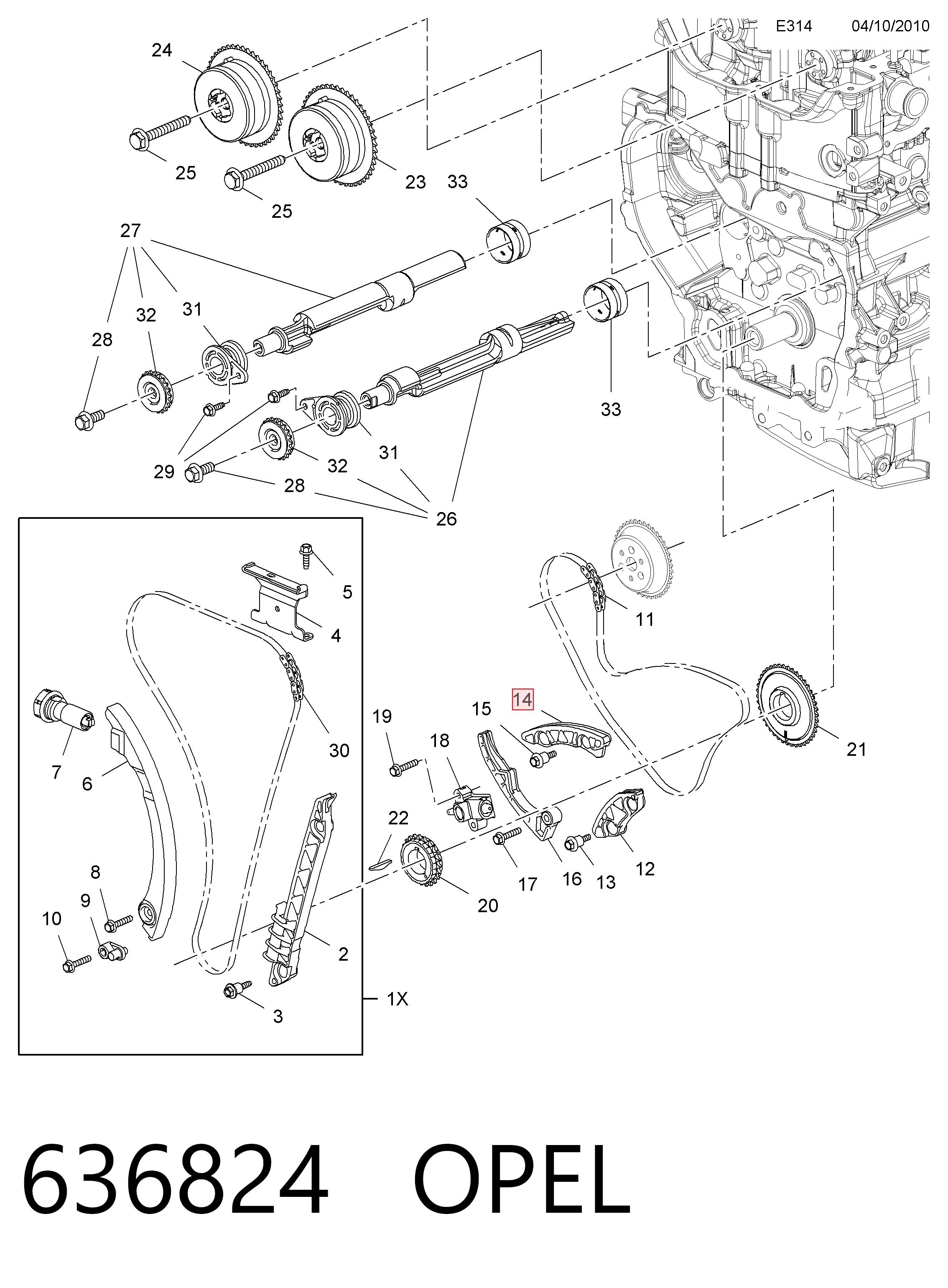 Compre Amortecedor de cadeia do mecanismo de distribuição de gás, superior Opel Vectra 