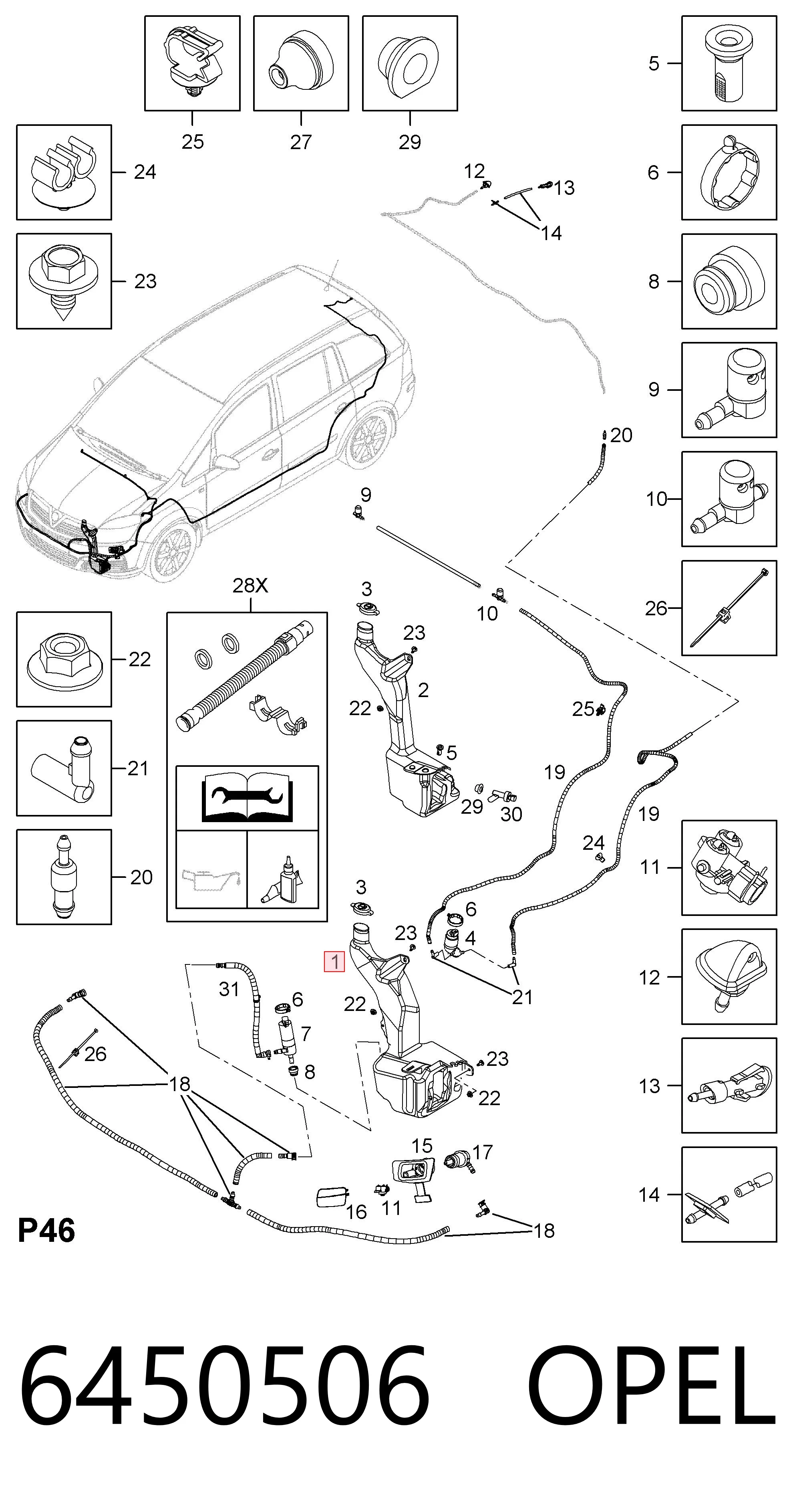 6450506 General Motors Tanque de fluido para lavador de vidro