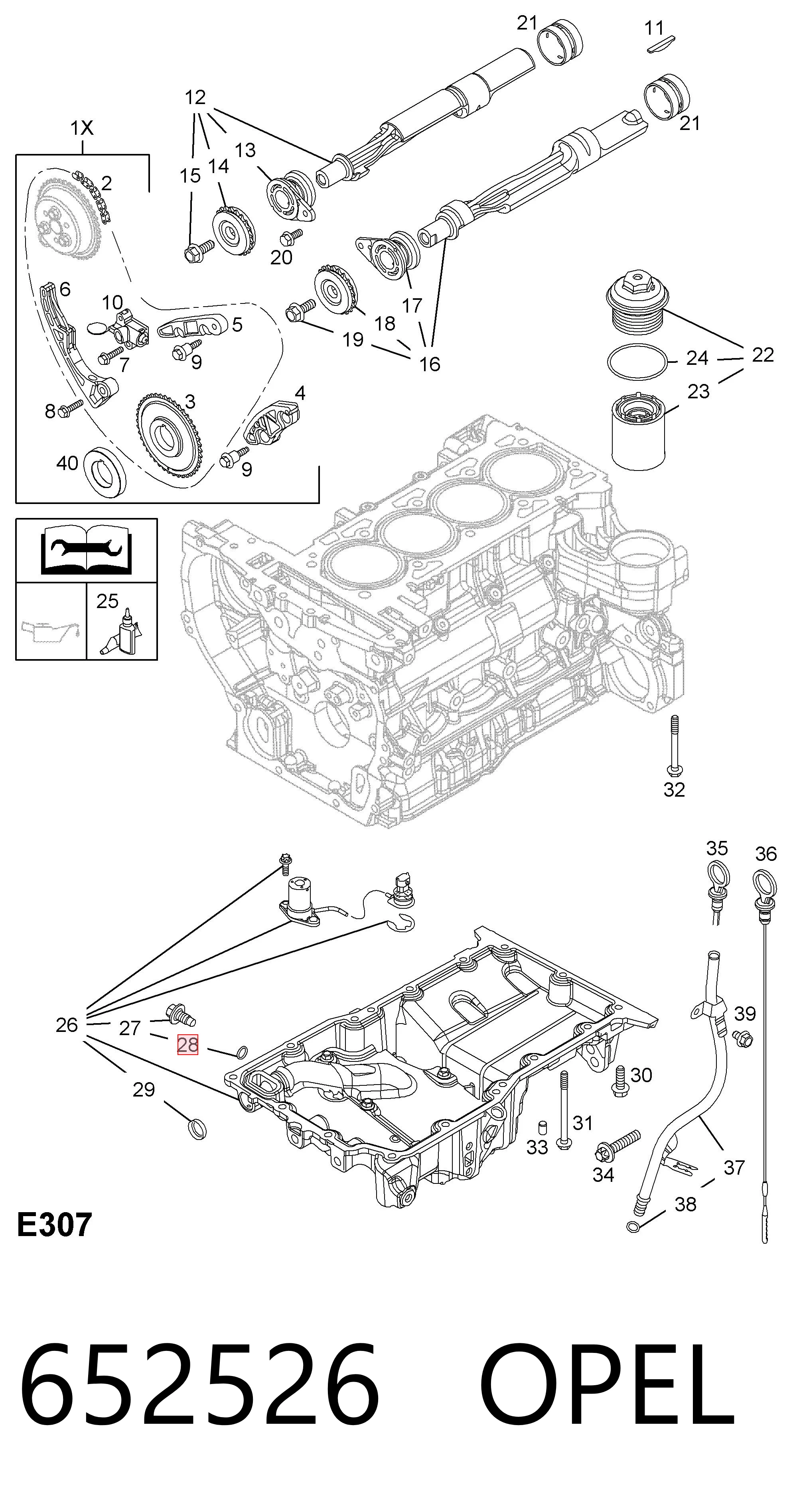 652526 Opel Vedante de rolha de panela de motor