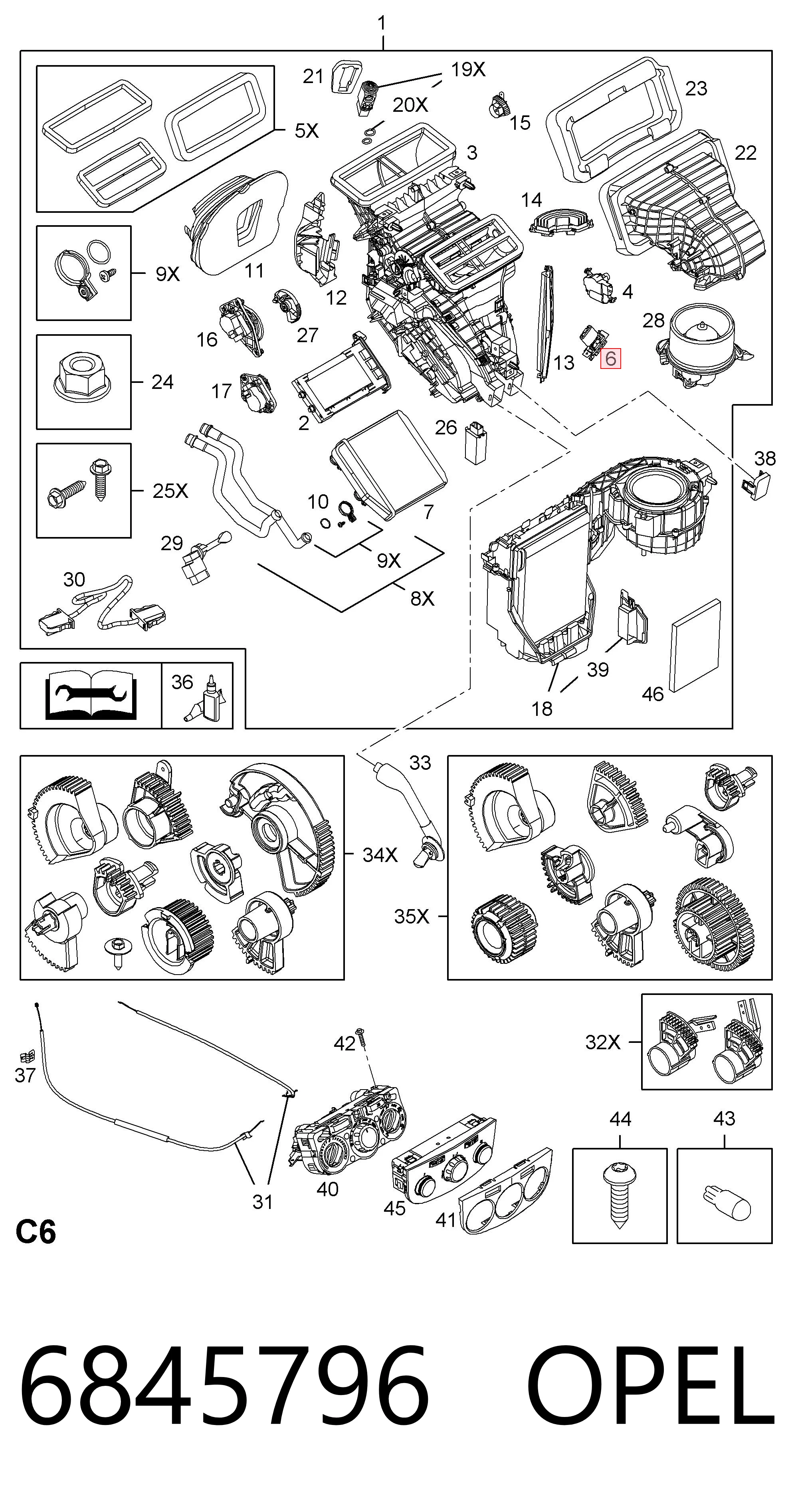 6845796 Opel Resistor (resistência) de ventilador de forno (de aquecedor de salão)