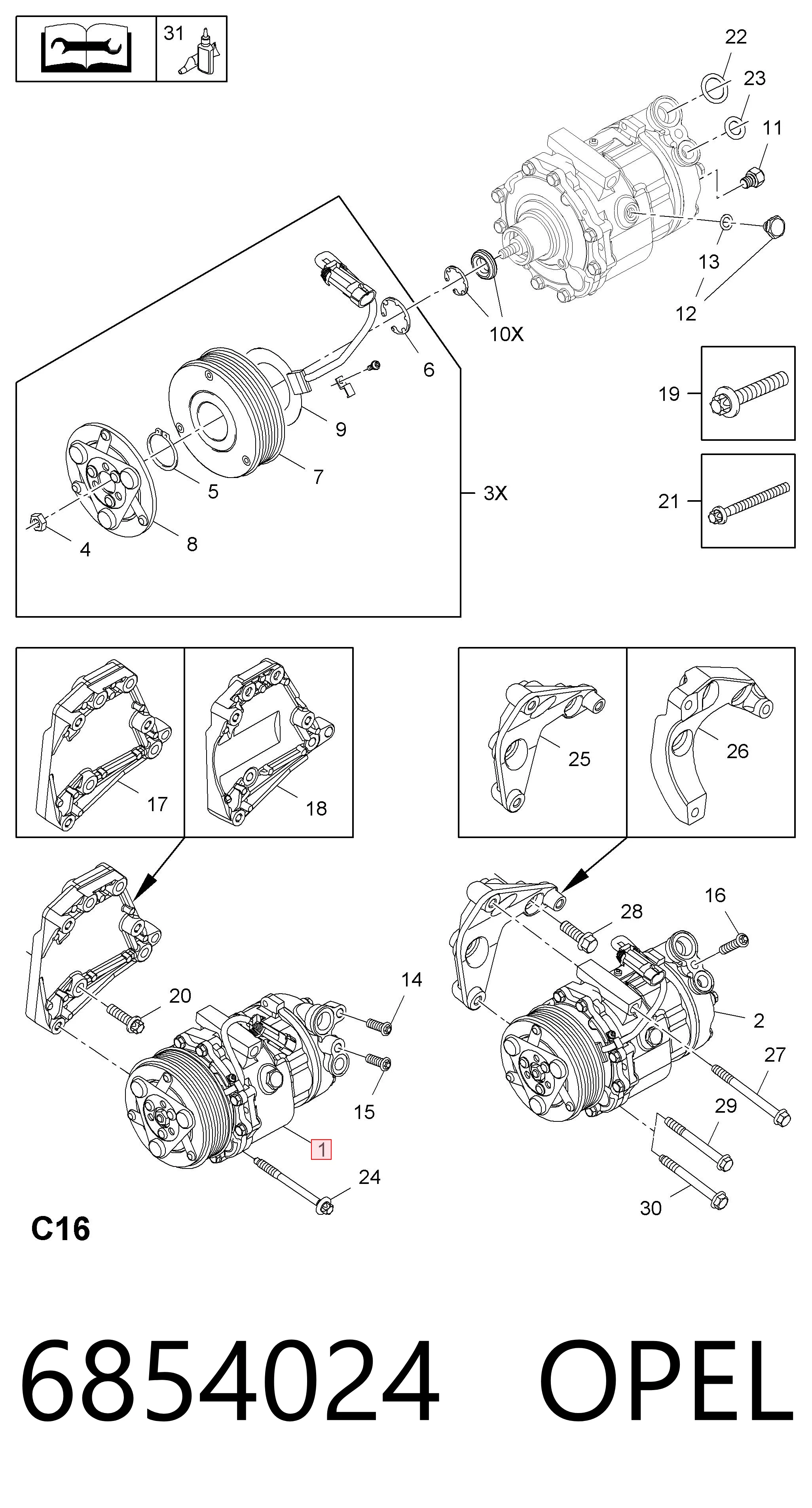 6854024 Opel Compressor de aparelho de ar condicionado