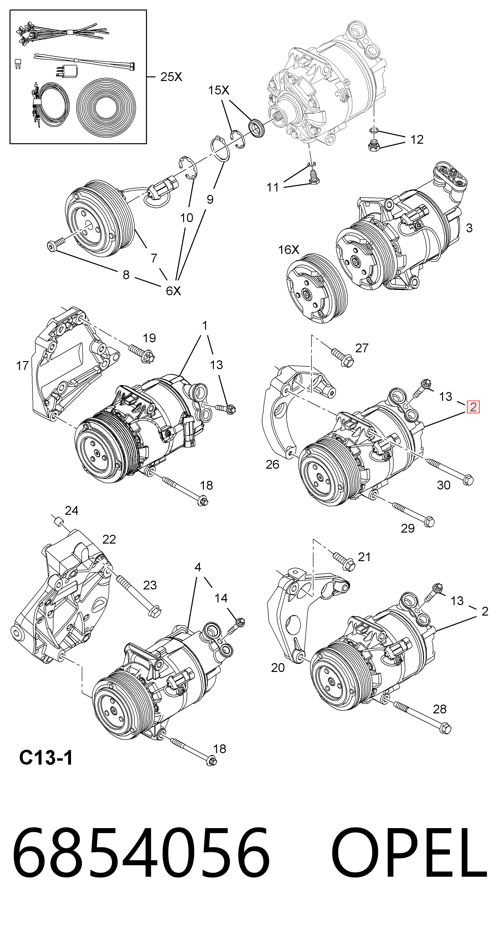 6854056 Opel Compressor de aparelho de ar condicionado