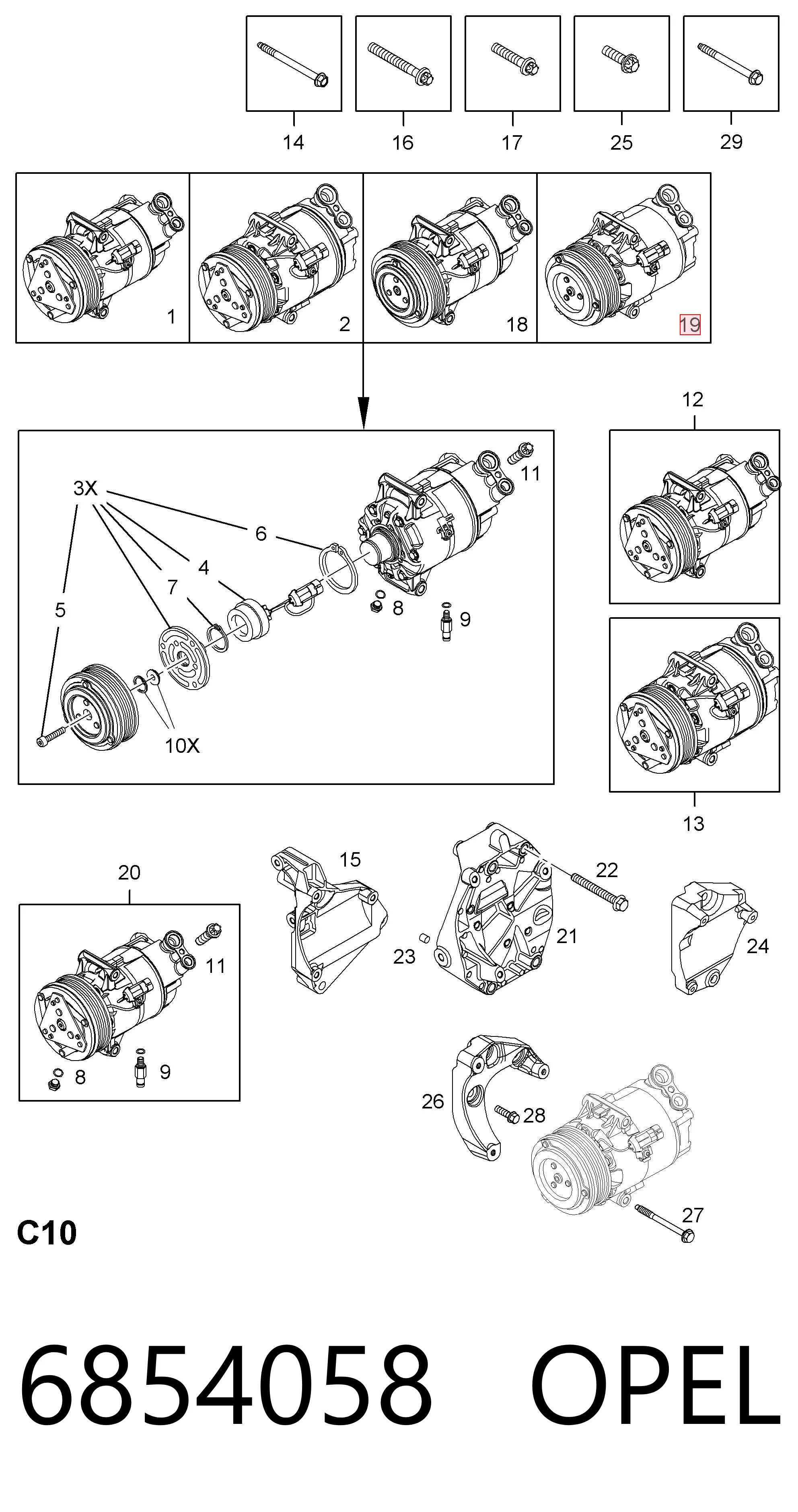 6854058 Opel Compressor de aparelho de ar condicionado