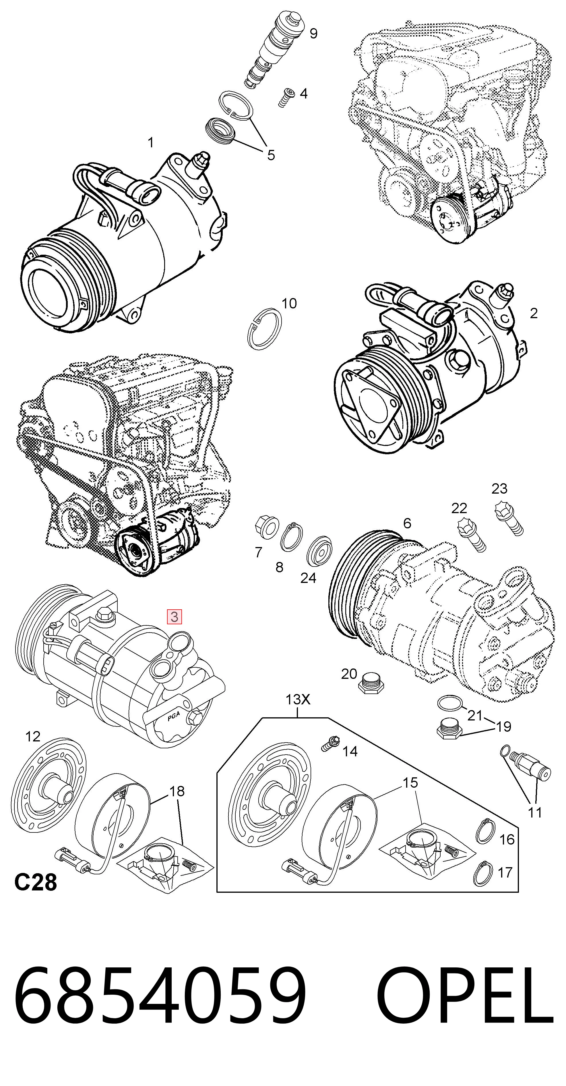 6854059 Opel Compressor de aparelho de ar condicionado