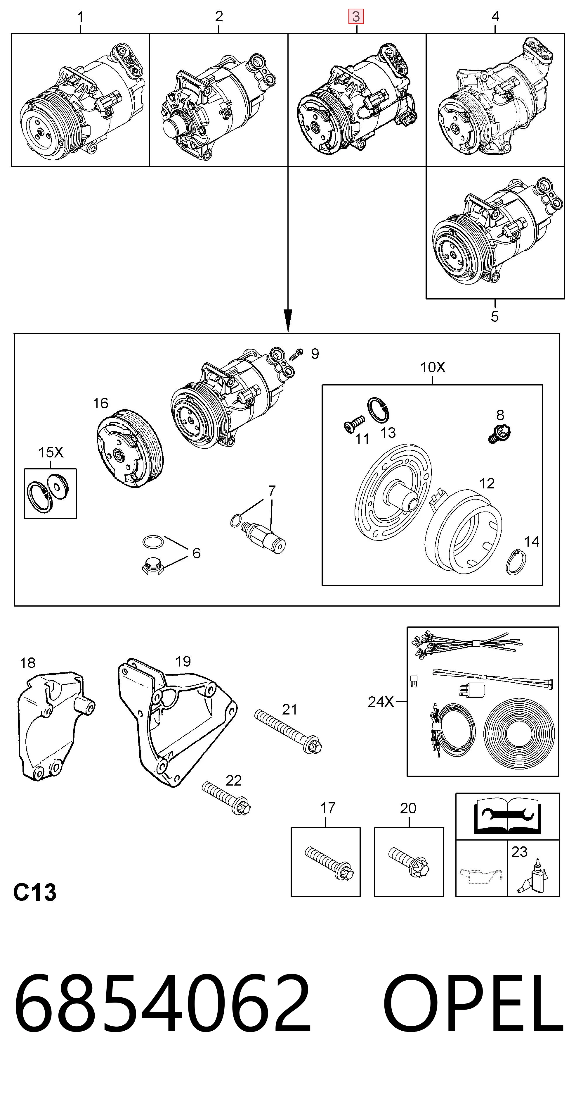 6854062 Opel Compressor de aparelho de ar condicionado