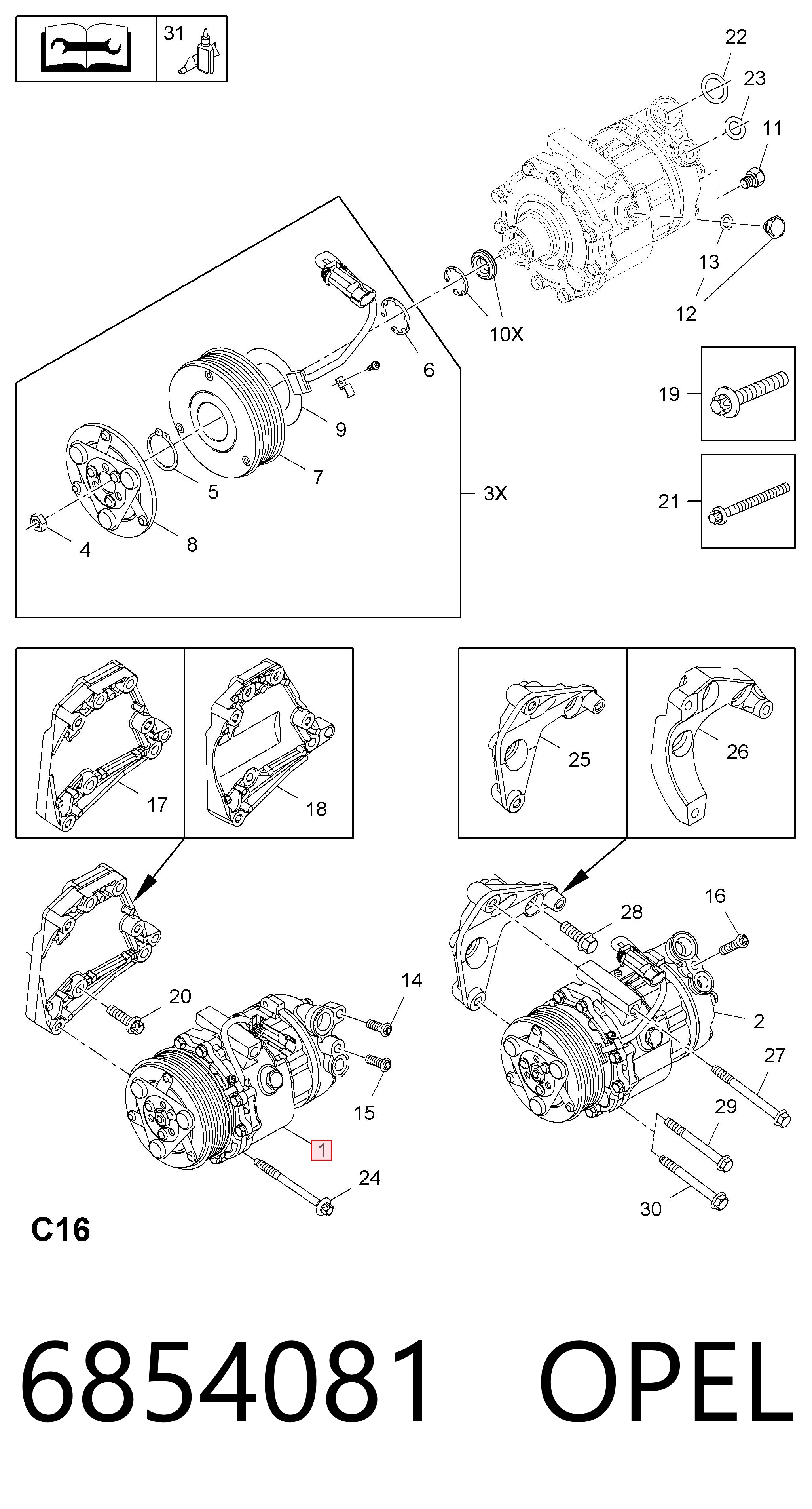 6854081 Opel Compressor de aparelho de ar condicionado
