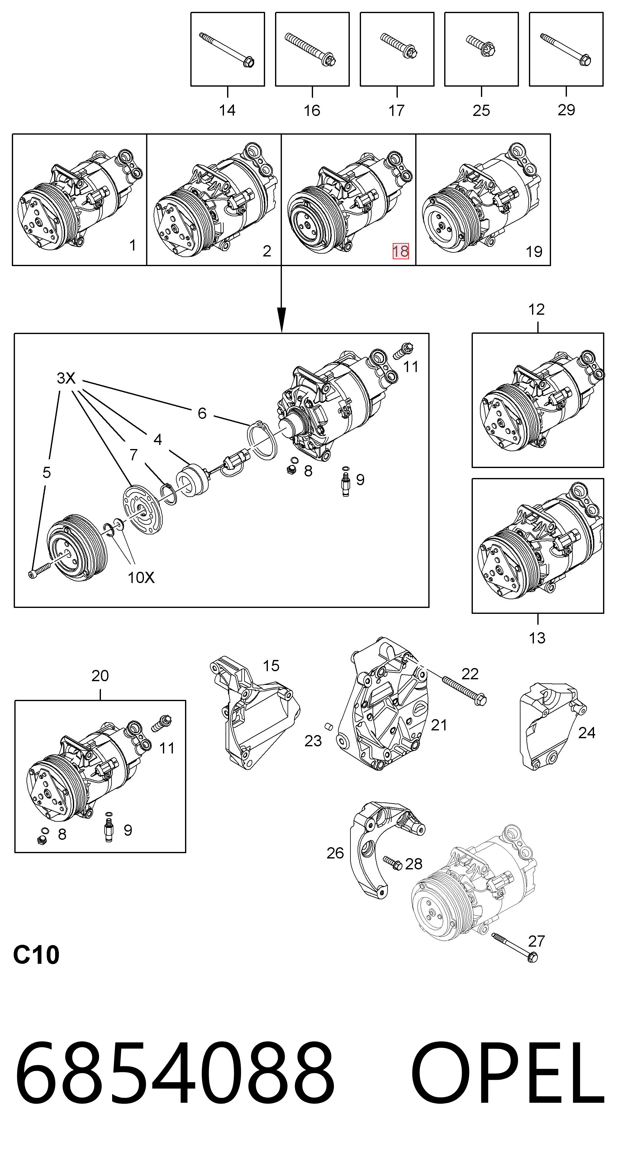6854088 Opel Compressor de aparelho de ar condicionado