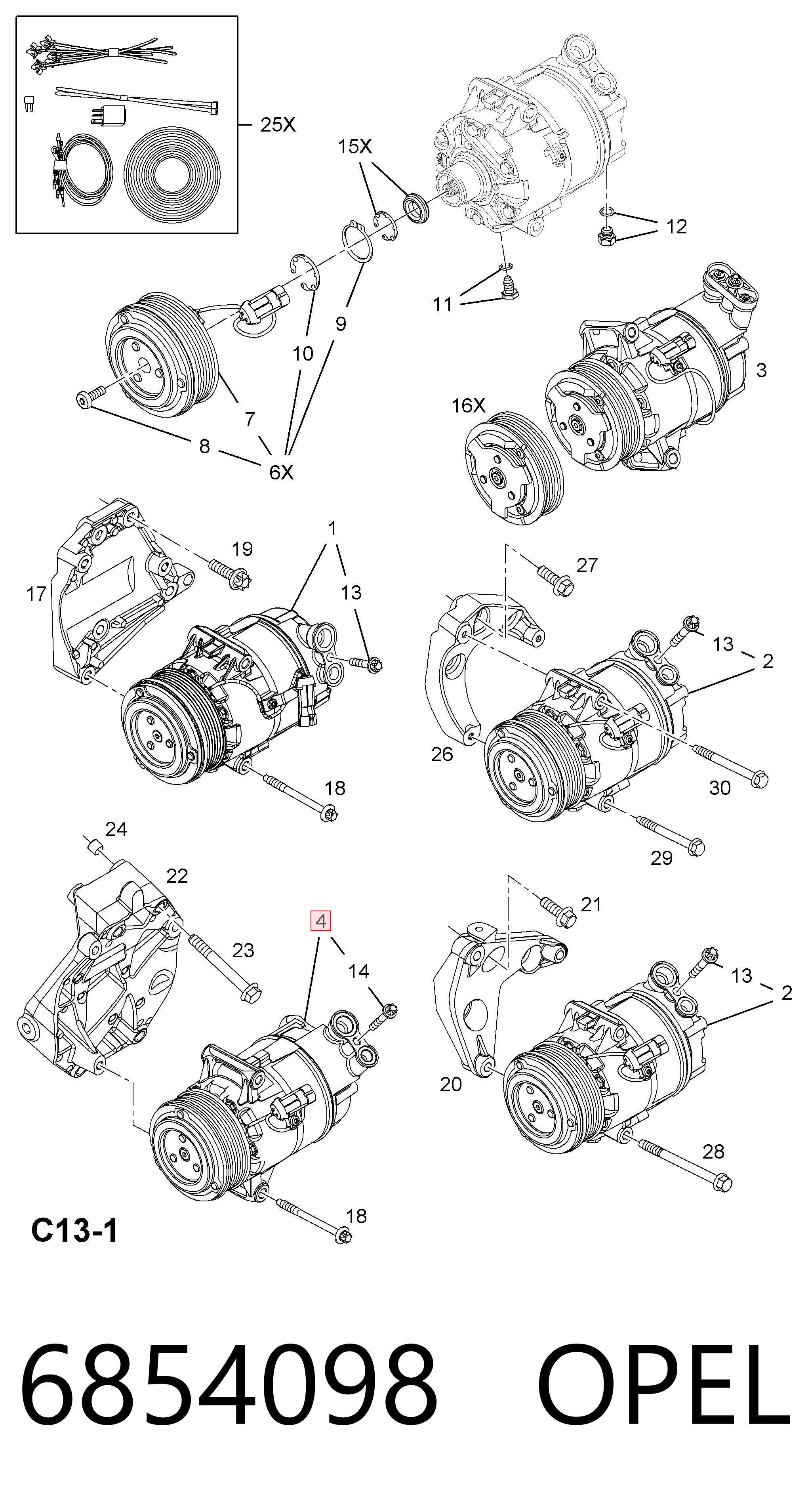 6854098 Opel Compressor de aparelho de ar condicionado