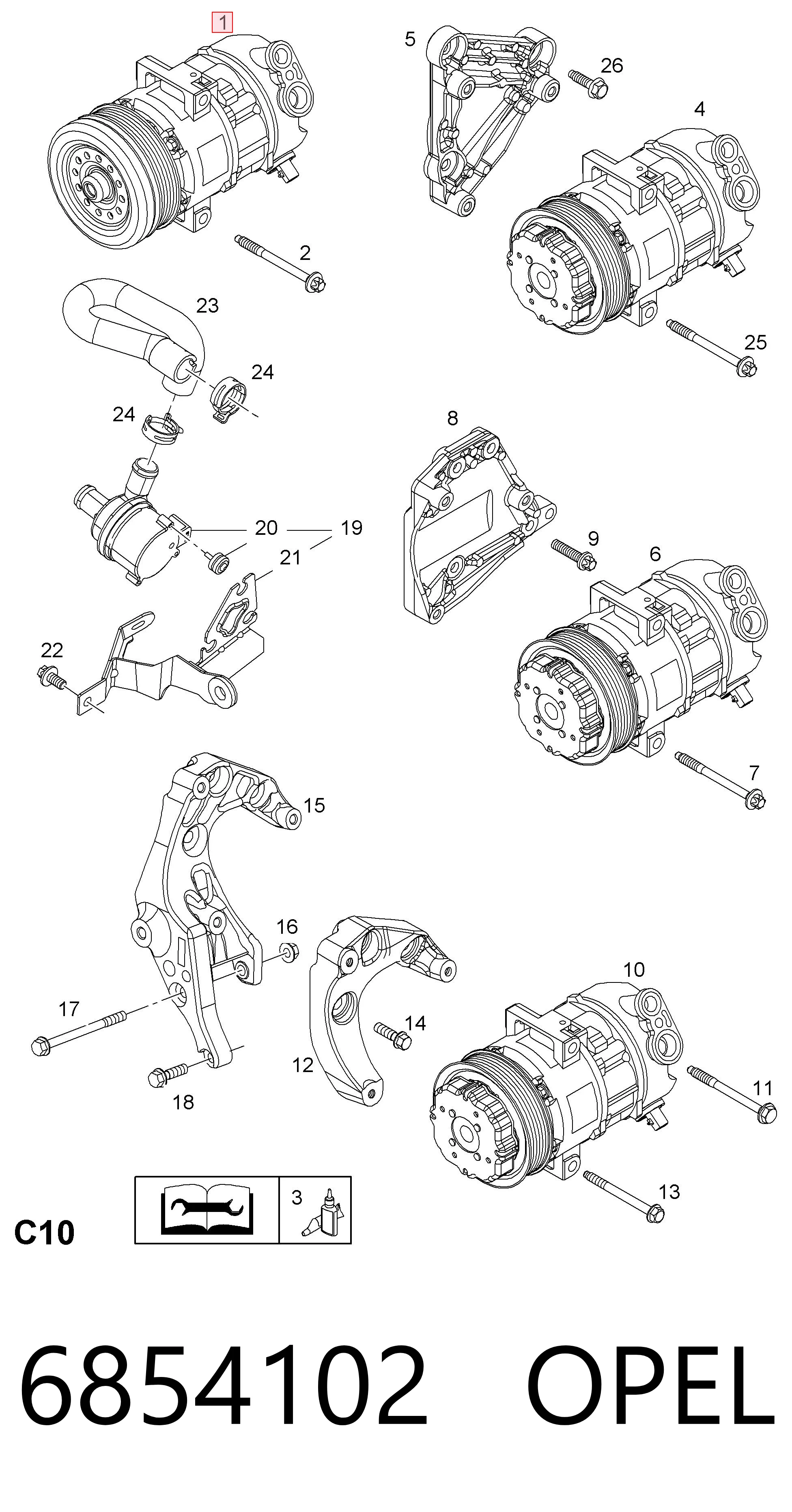 6854102 Opel Compressor de aparelho de ar condicionado