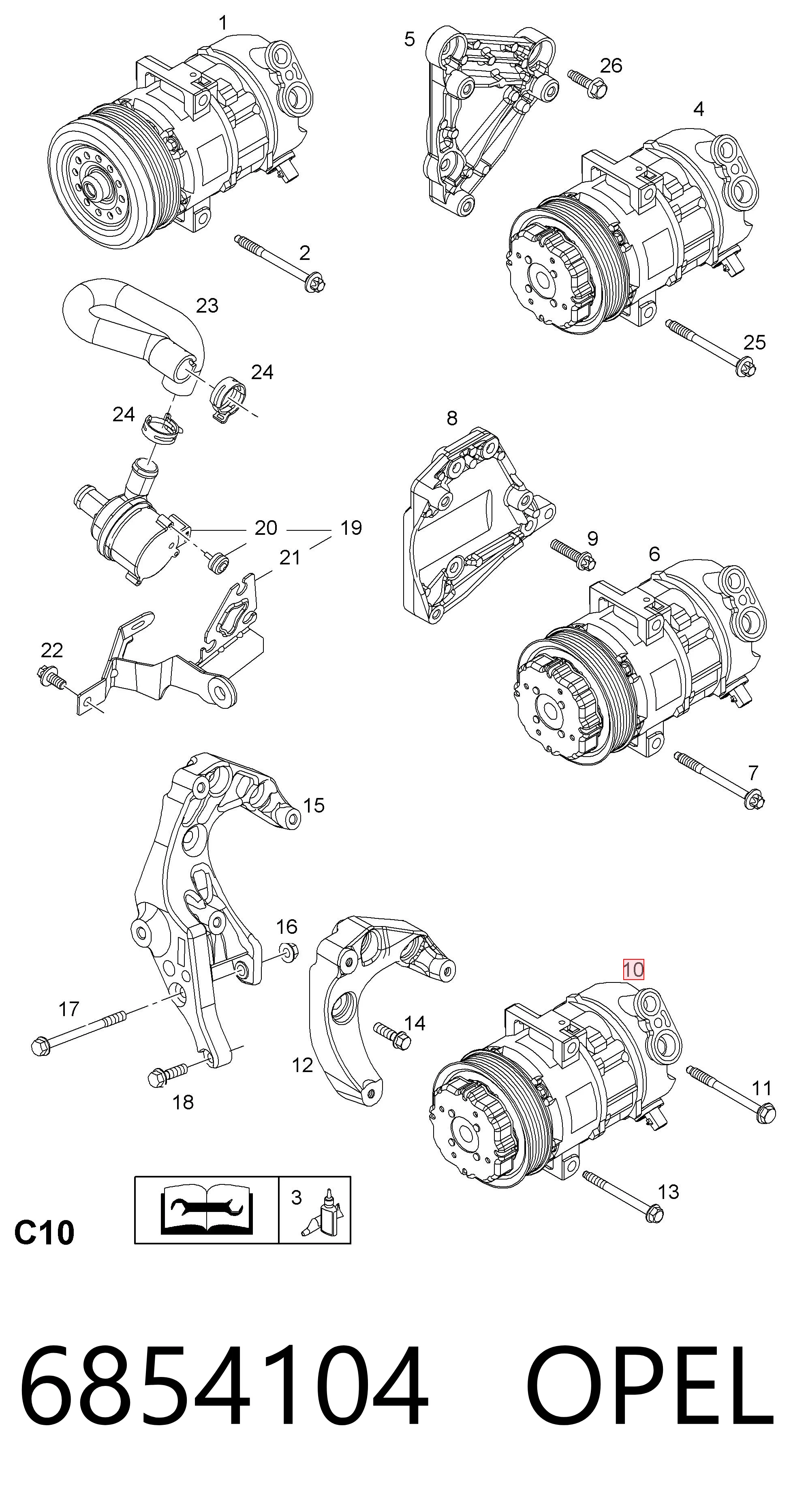 6854104 Opel Compressor de aparelho de ar condicionado