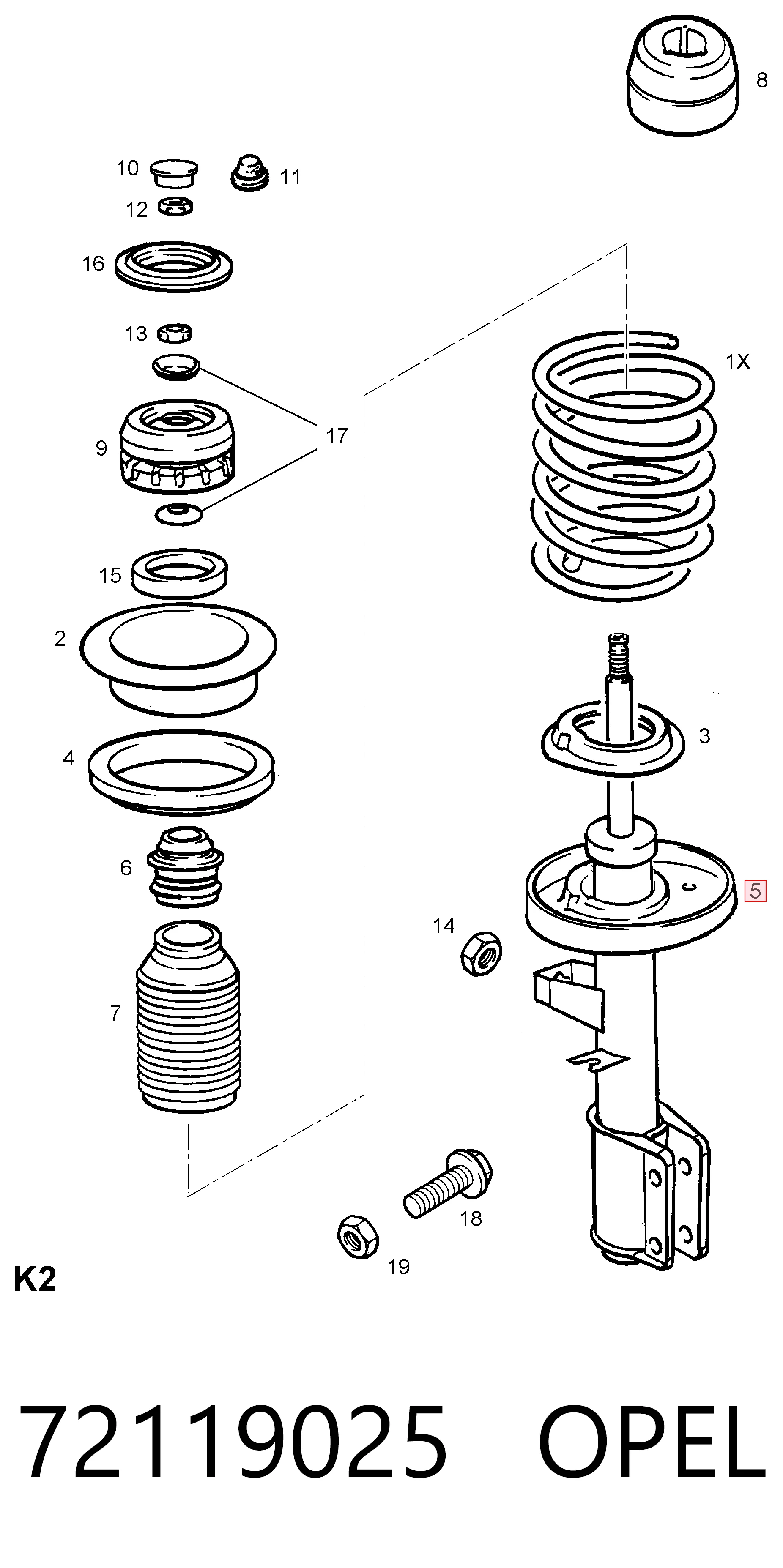 72119025 Opel Amortecedor dianteiro