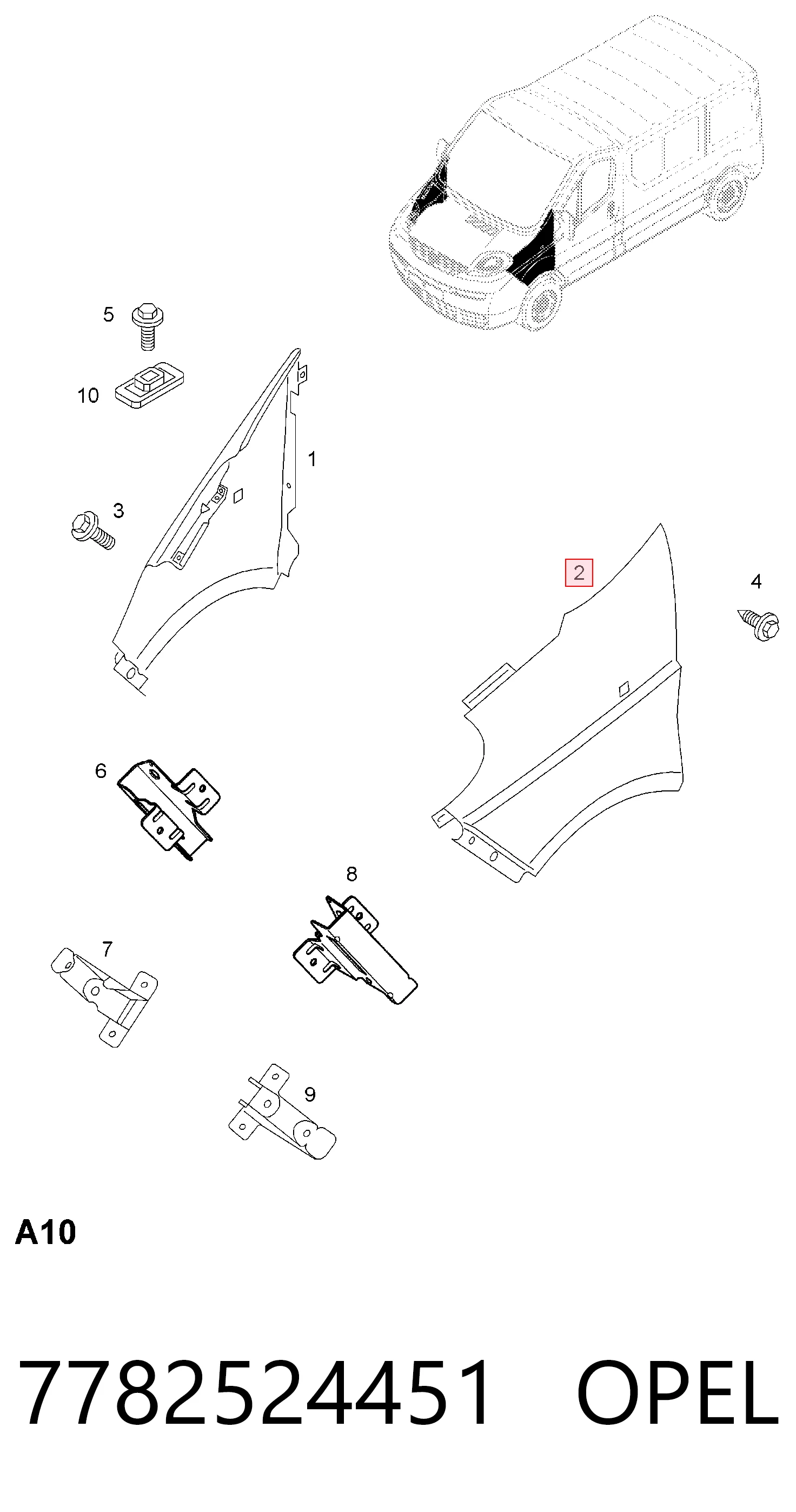  Pára-lama dianteiro esquerdo Opel Vivaro A сaixa (F7) (2001 - 2014) A